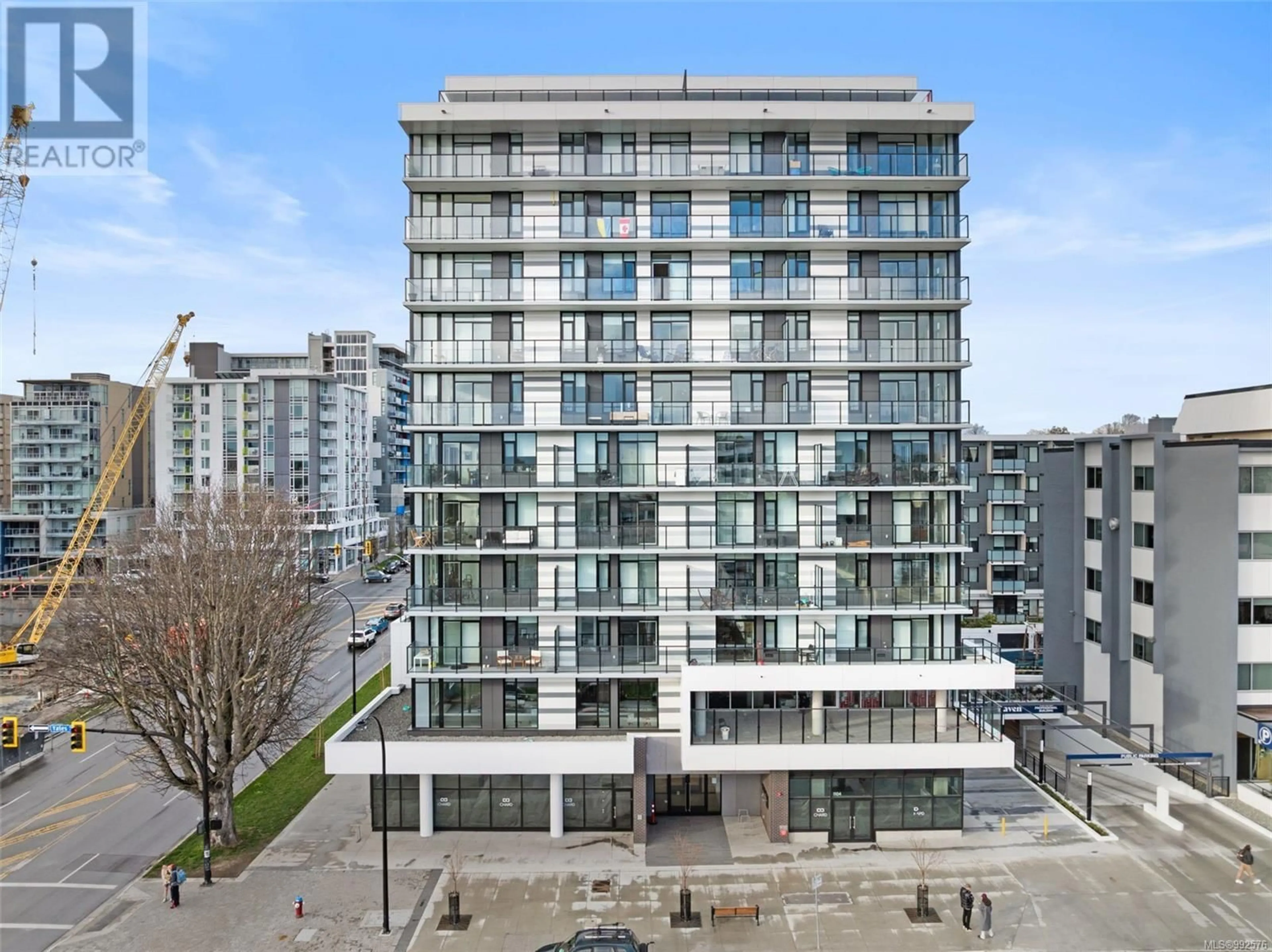 A pic from outside/outdoor area/front of a property/back of a property/a pic from drone, city buildings view from balcony for 1108 - 1100 YATES STREET, Victoria British Columbia V8V0H5