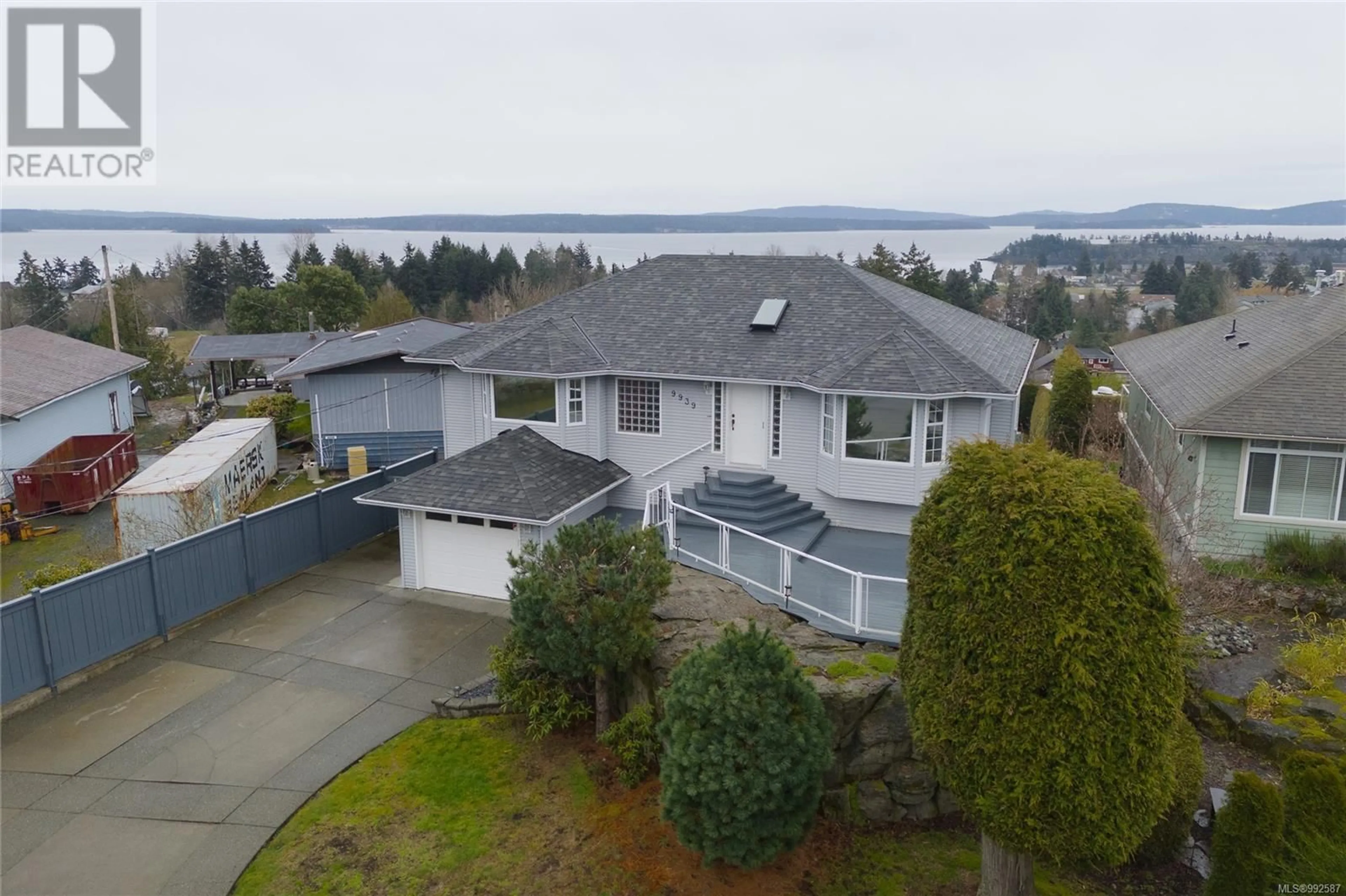 A pic from outside/outdoor area/front of a property/back of a property/a pic from drone, water/lake/river/ocean view for 9939 ECHO HEIGHTS, Chemainus British Columbia V0R1K2