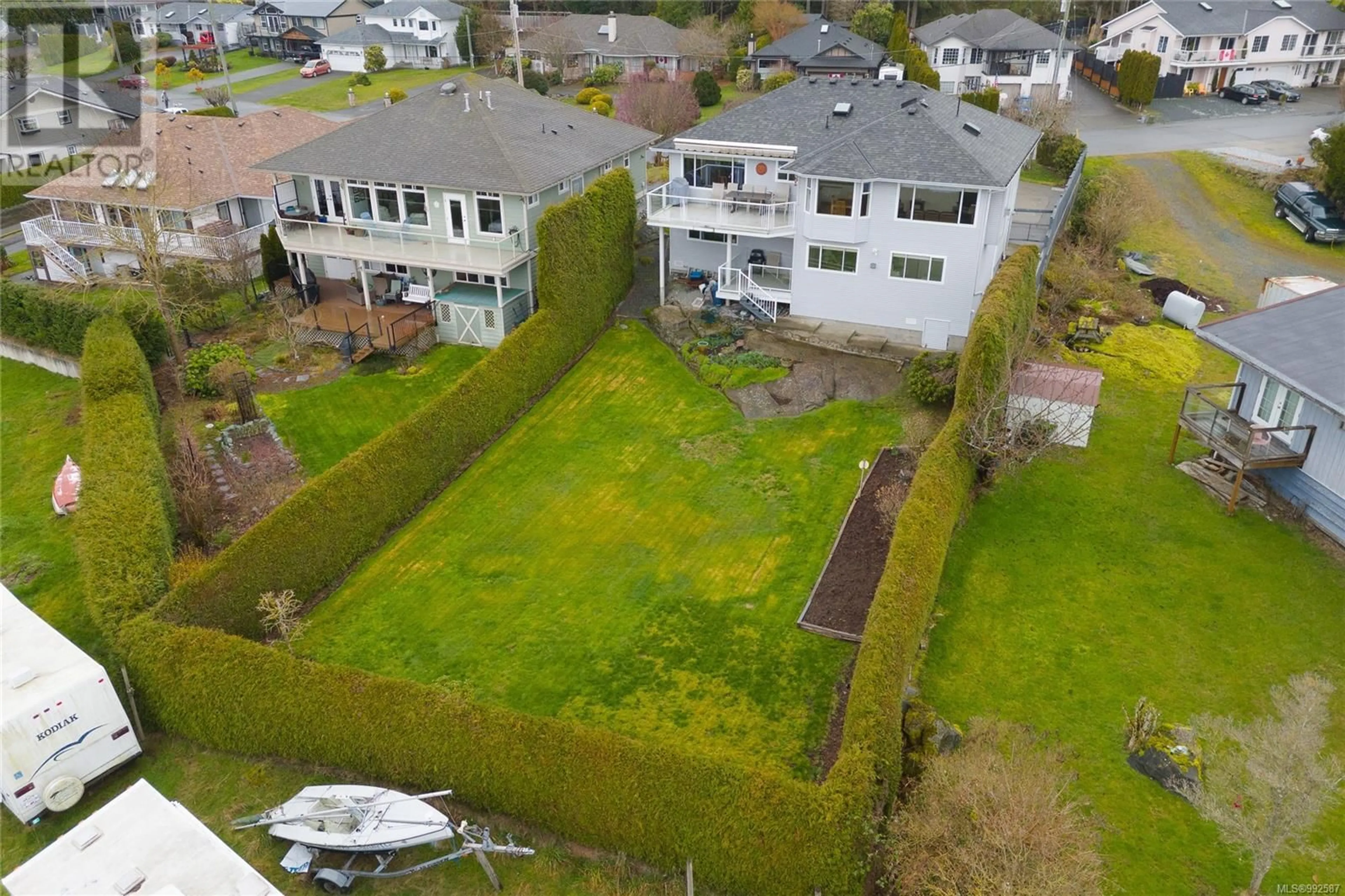 A pic from outside/outdoor area/front of a property/back of a property/a pic from drone, water/lake/river/ocean view for 9939 ECHO HEIGHTS, Chemainus British Columbia V0R1K2
