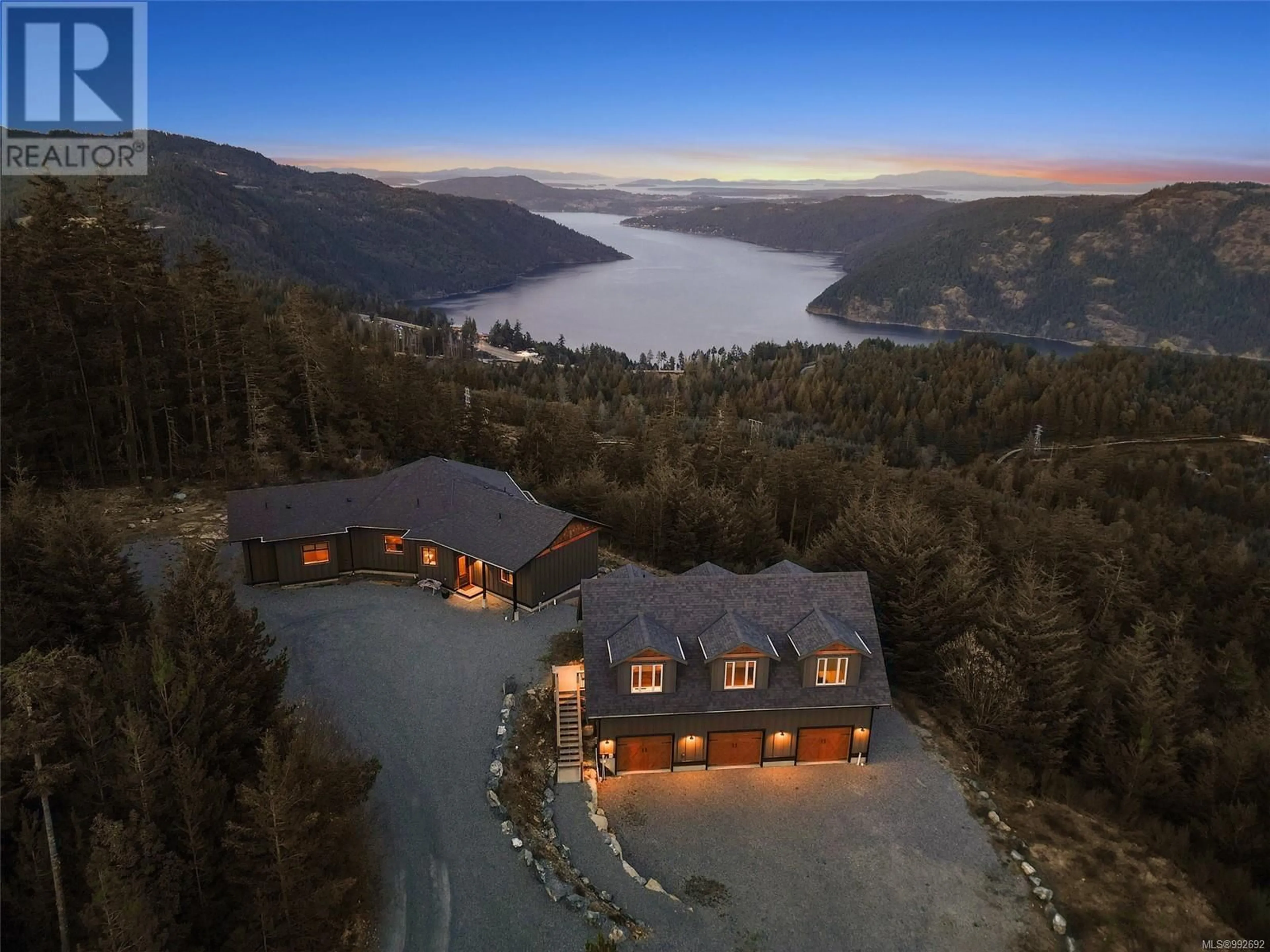 A pic from outside/outdoor area/front of a property/back of a property/a pic from drone, water/lake/river/ocean view for 1490 FINLAYSON VIEW PLACE, Shawnigan Lake British Columbia V0R2W3