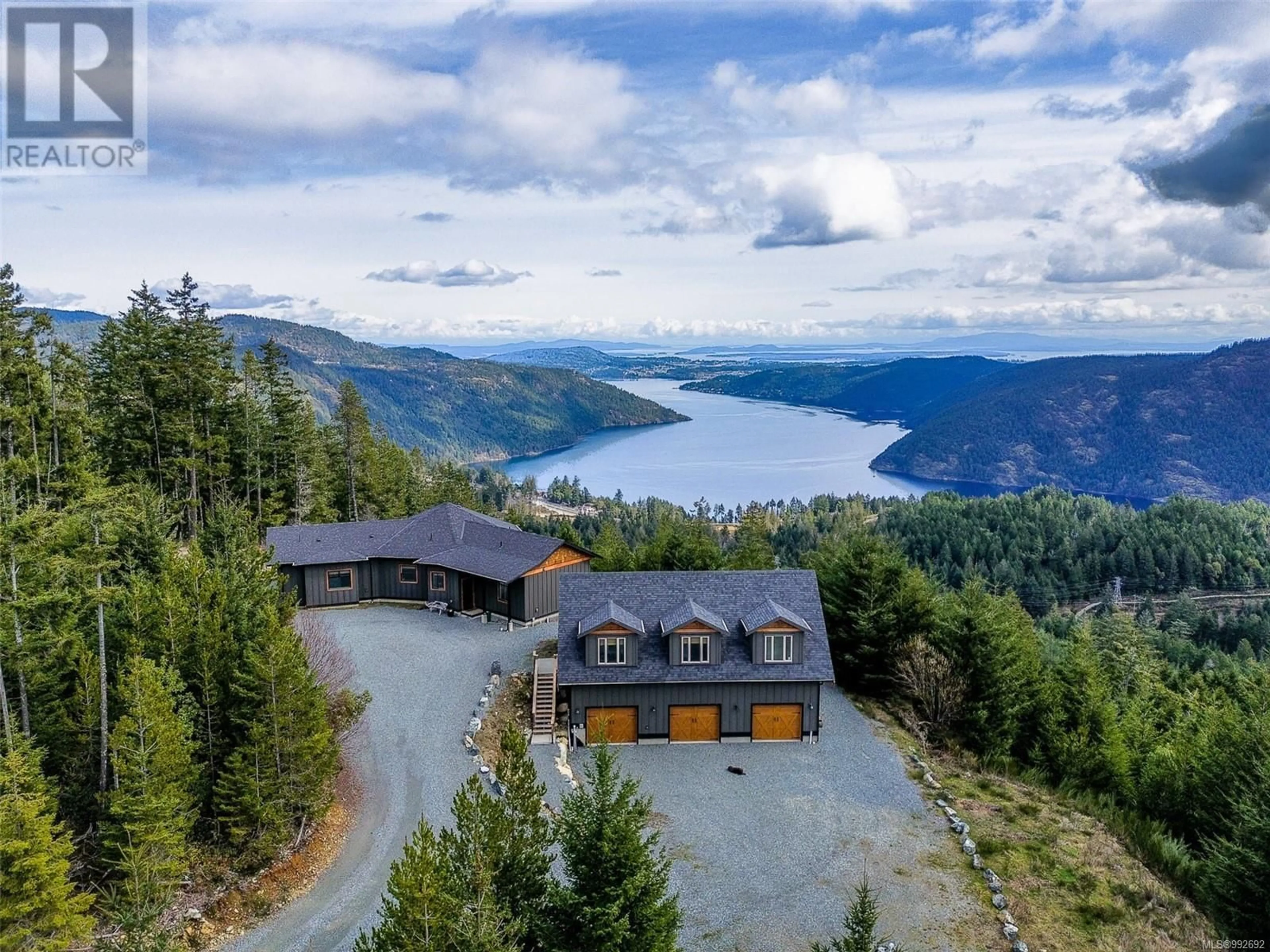 A pic from outside/outdoor area/front of a property/back of a property/a pic from drone, water/lake/river/ocean view for 1490 FINLAYSON VIEW PLACE, Shawnigan Lake British Columbia V0R2W3