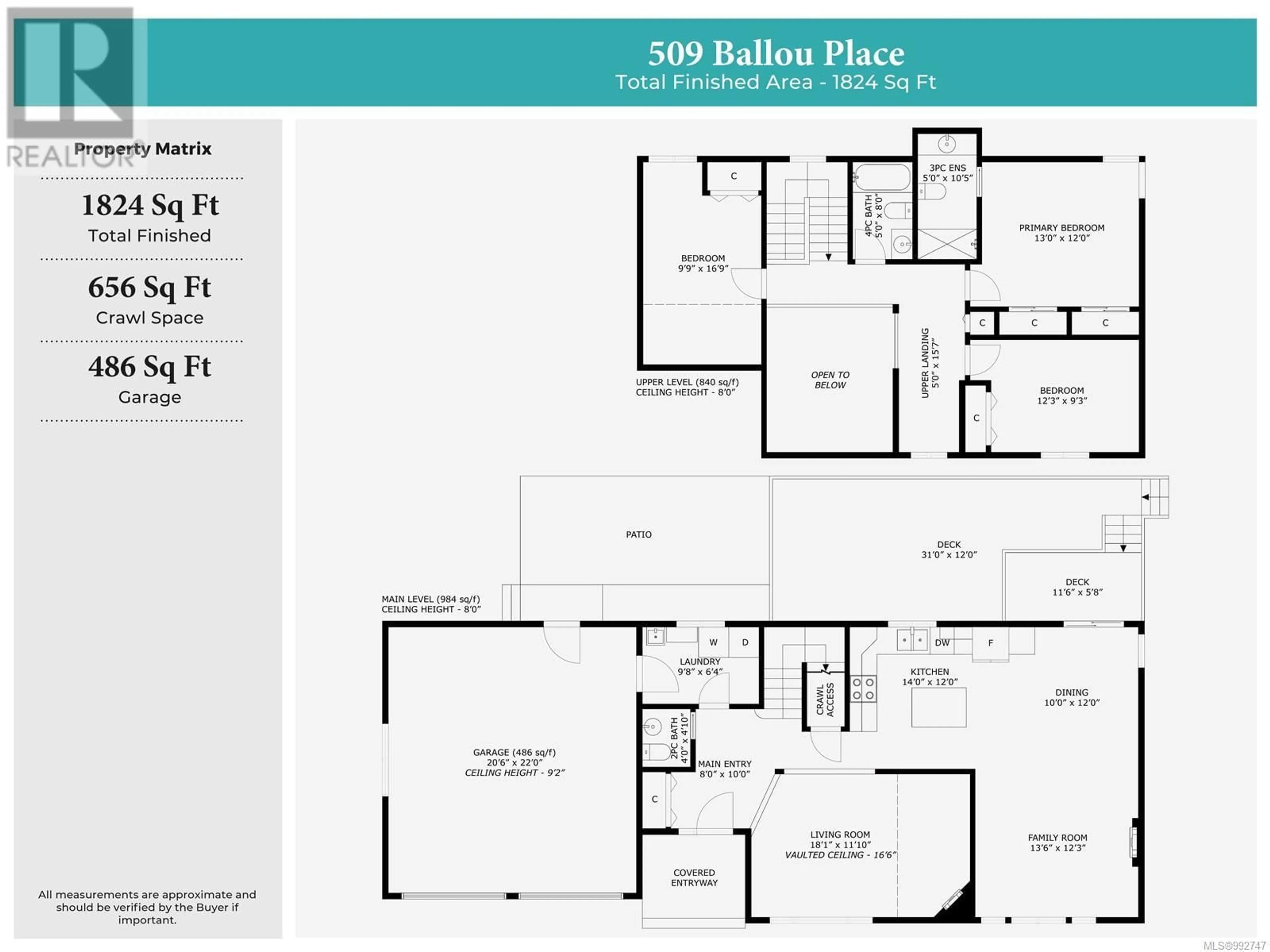 Floor plan for 509 BALLOU PLACE, Ladysmith British Columbia V9G2C7