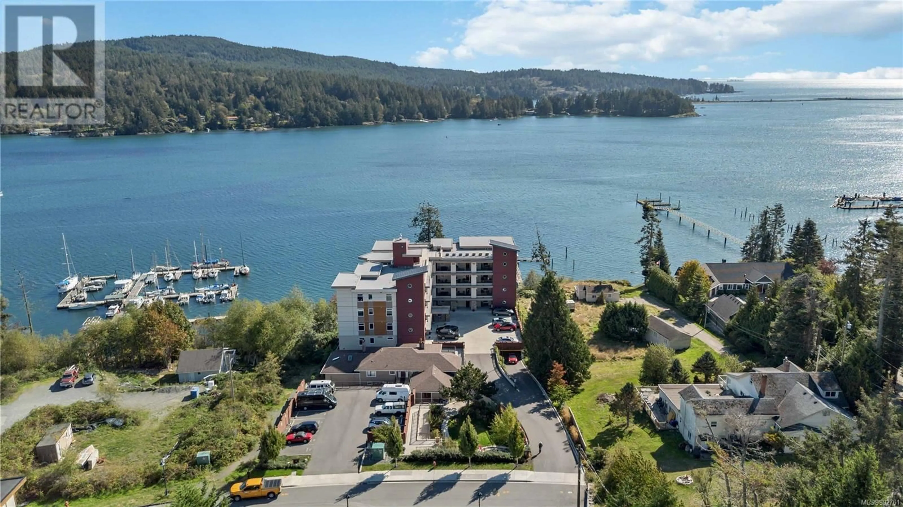 A pic from outside/outdoor area/front of a property/back of a property/a pic from drone, water/lake/river/ocean view for 203 - 6609 GOODMERE ROAD, Sooke British Columbia V9Z1P5
