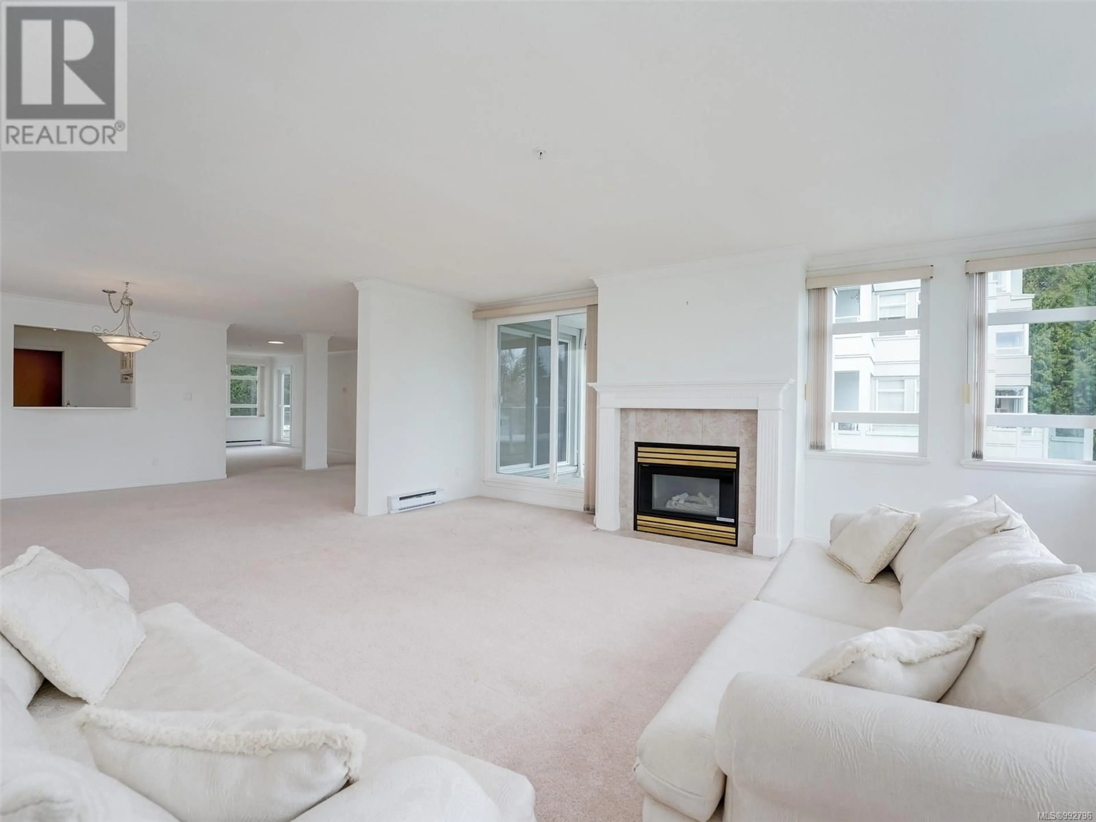 Living room with furniture, carpet floor for 306 - 5110 CORDOVA BAY ROAD, Saanich British Columbia V8Y2K5