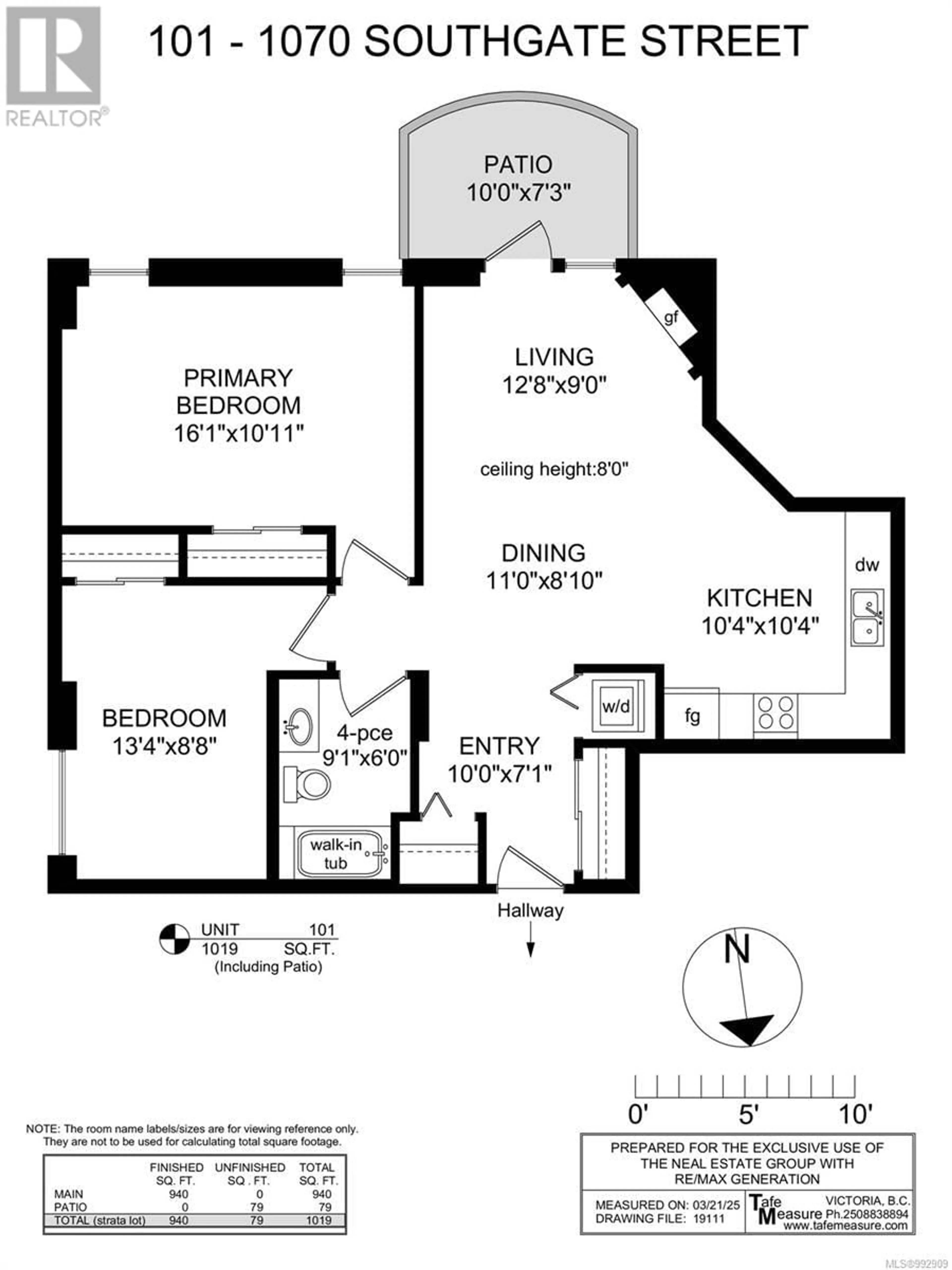 Floor plan for 101 1070 Southgate St, Victoria British Columbia V8V2Z2