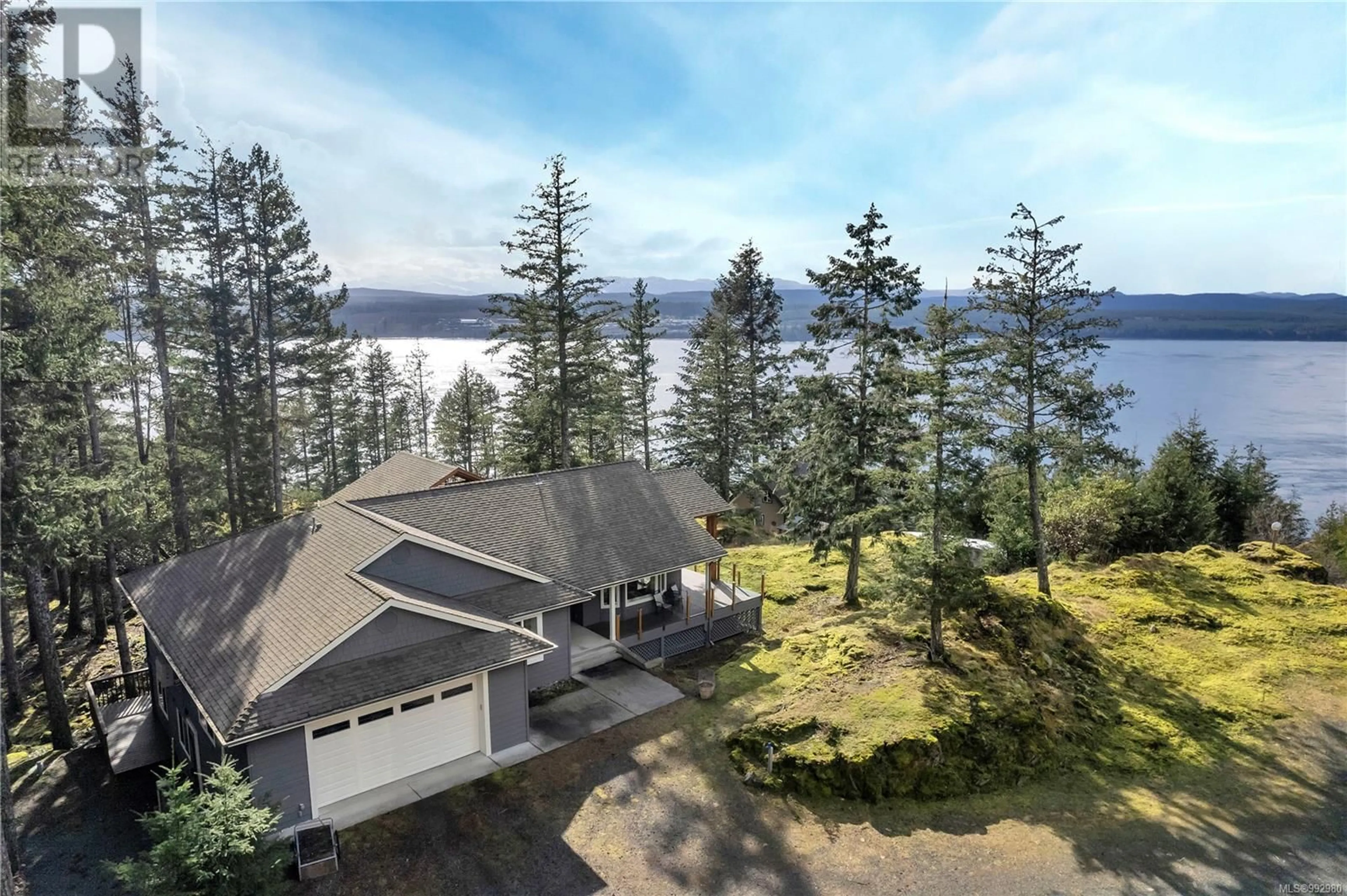 A pic from outside/outdoor area/front of a property/back of a property/a pic from drone, water/lake/river/ocean view for 1223 LEISHMANS ROAD, Quadra Island British Columbia V0P1H0