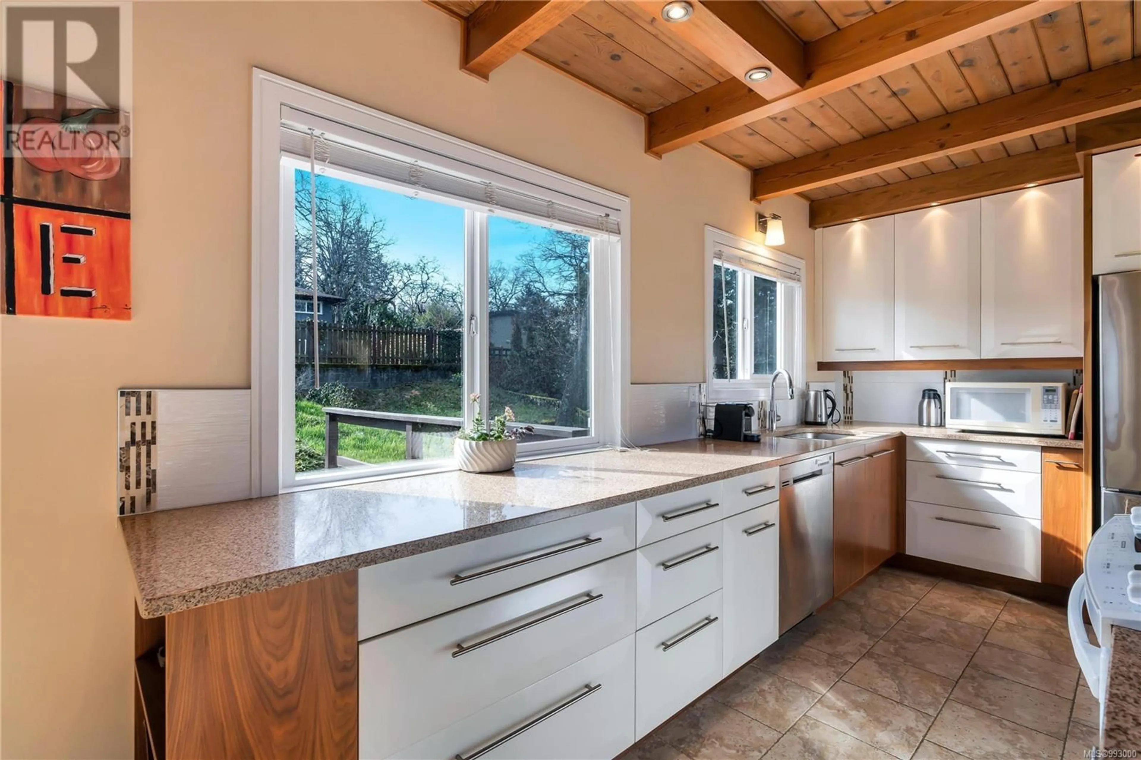 Contemporary kitchen, ceramic/tile floor for 1005 KAREN CRESCENT, Saanich British Columbia V8X3C7