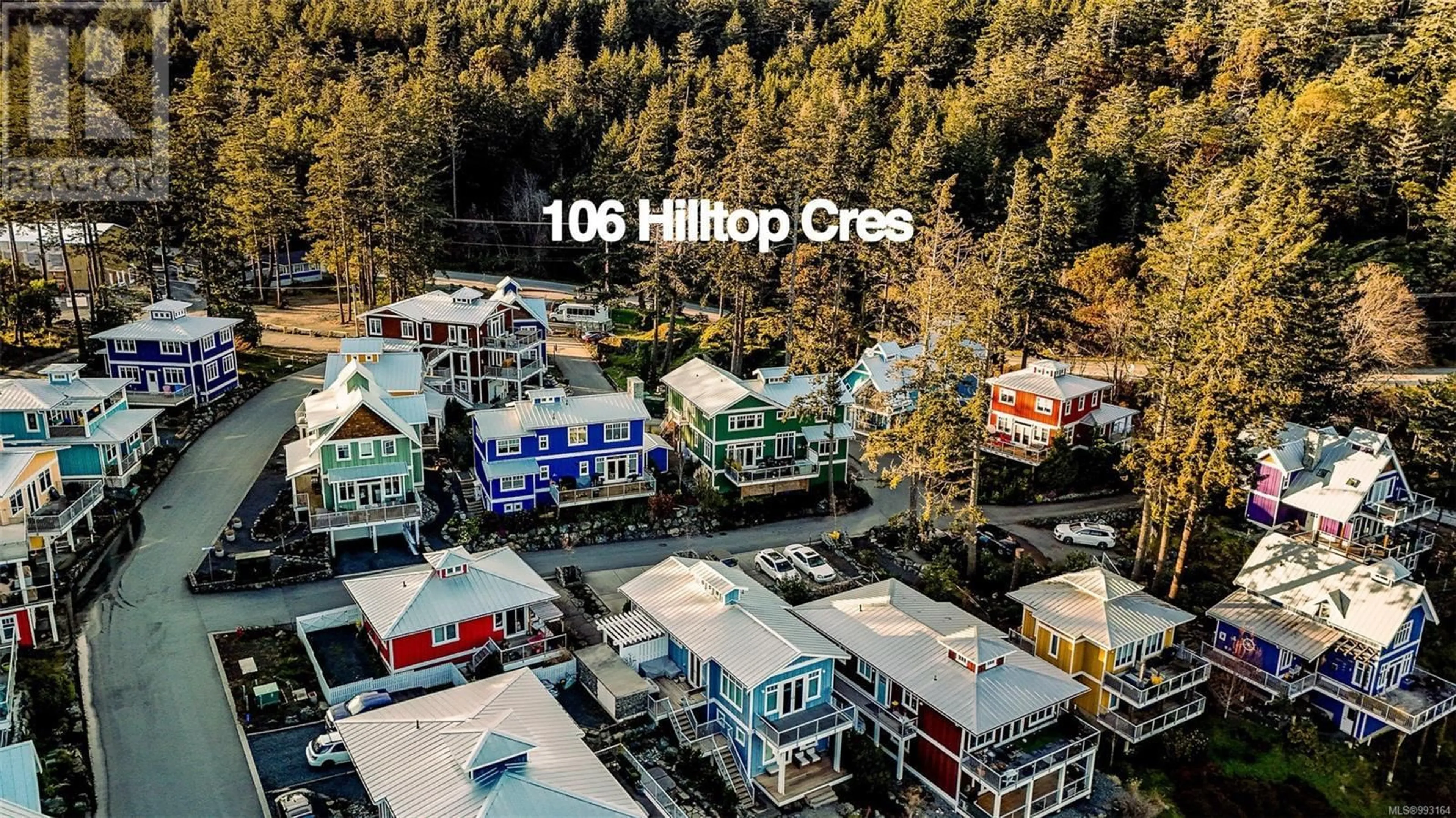 A pic from outside/outdoor area/front of a property/back of a property/a pic from drone, street for 106 HILLTOP CRESCENT, Sooke British Columbia V9Z1N6