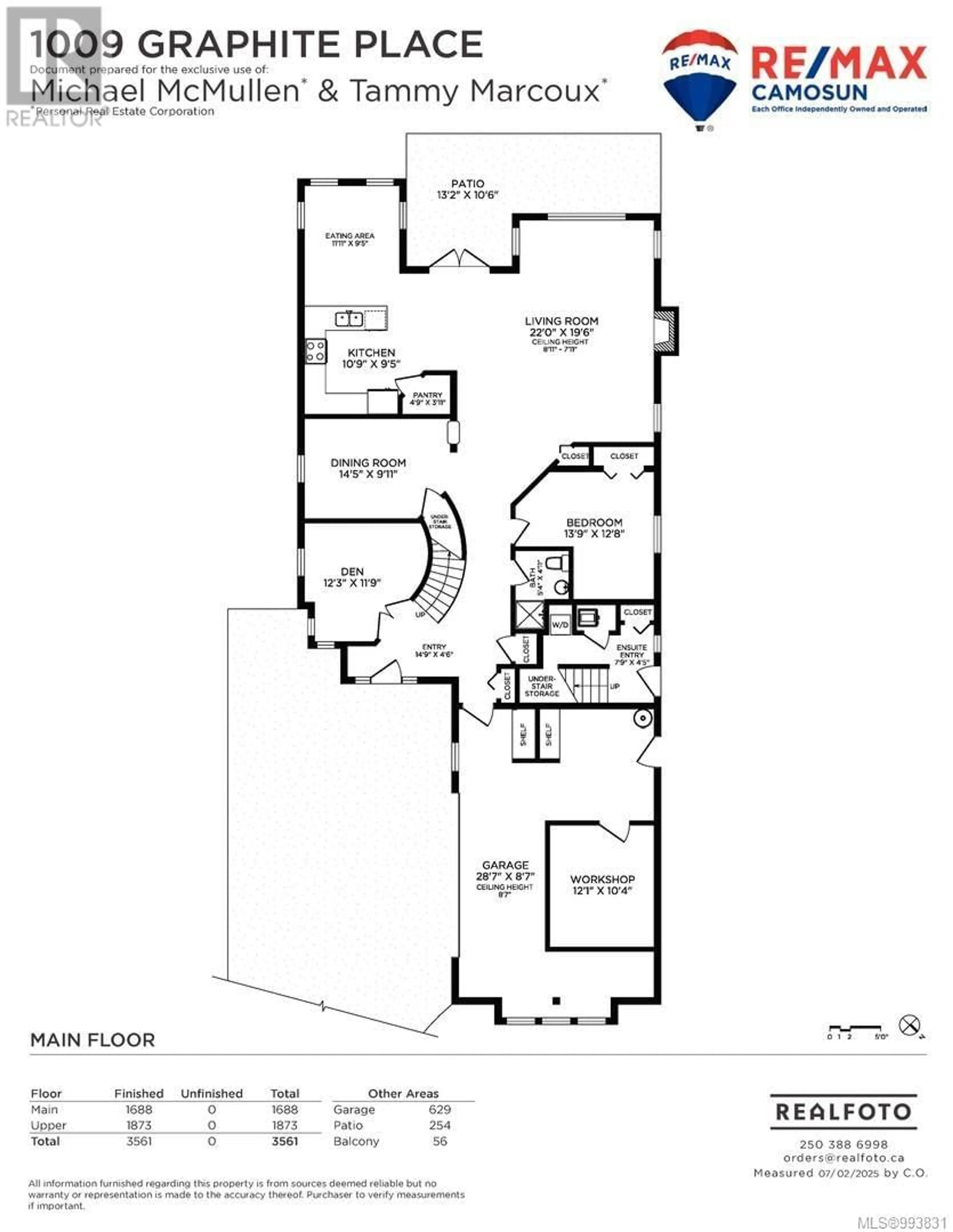 Floor plan for 1009 GRAPHITE PLACE, Langford British Columbia V9B0G8
