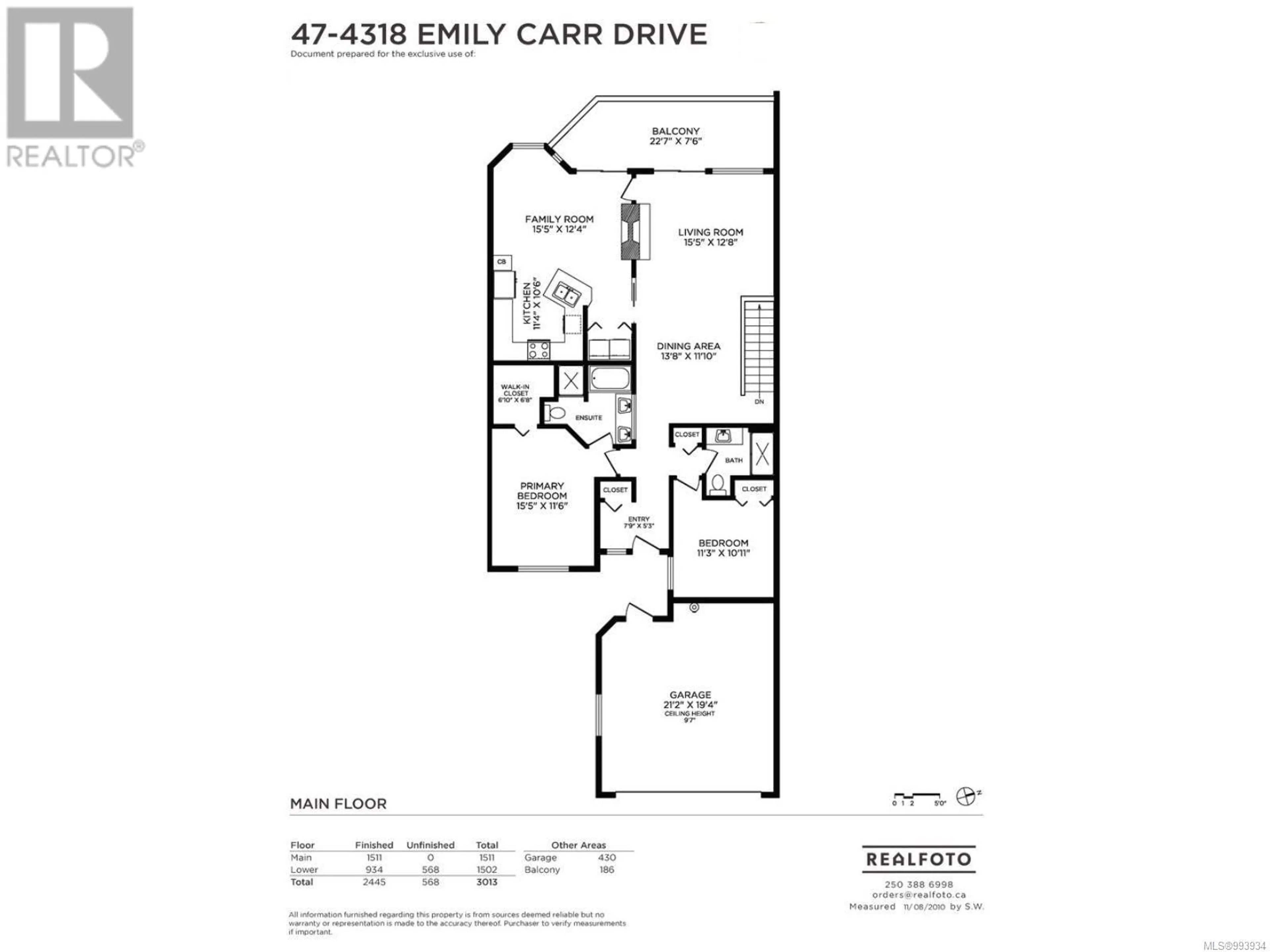 Floor plan for 47 - 4318 EMILY CARR DRIVE, Saanich British Columbia V8X5E7