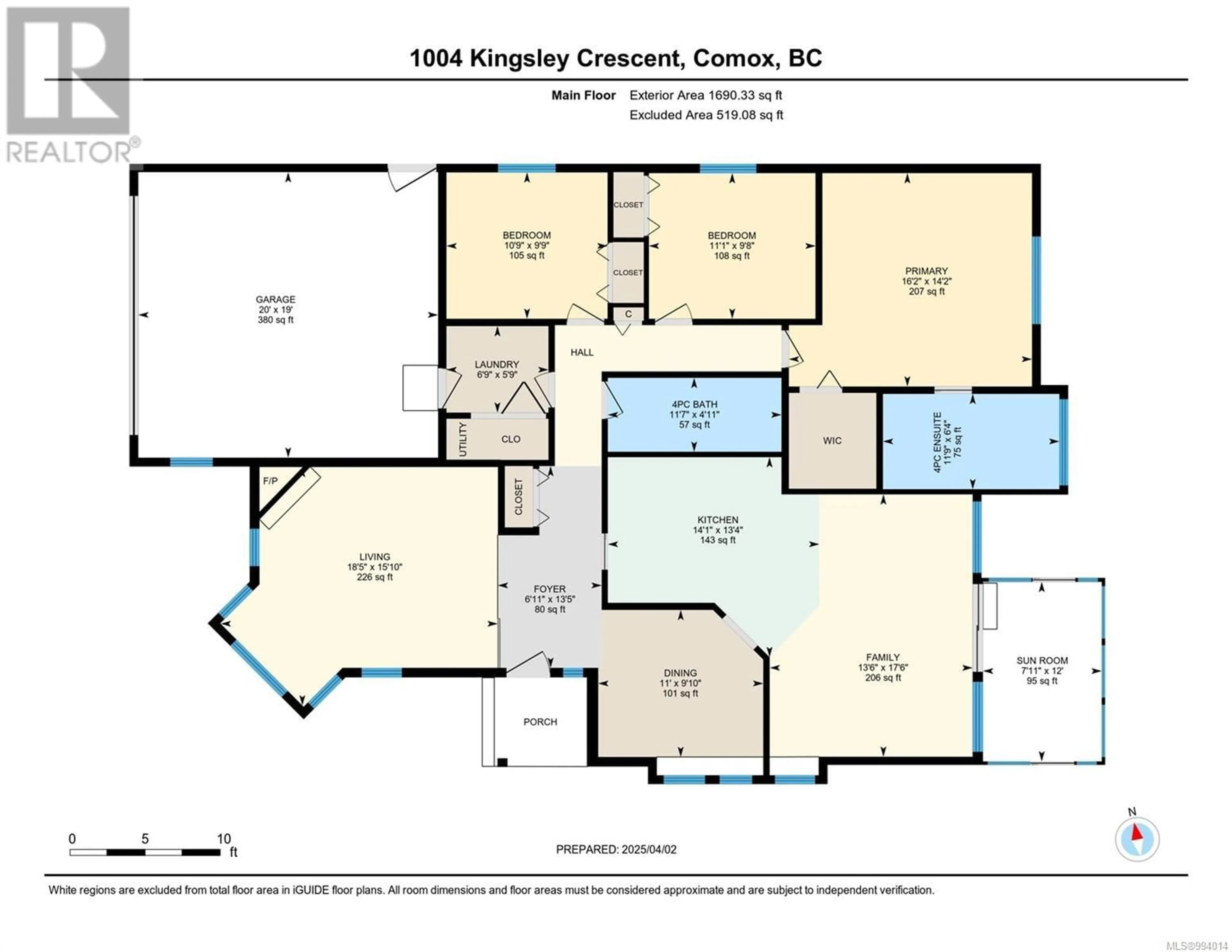 Floor plan for 1004 KINGSLEY CRESCENT, Comox British Columbia V9M3R7
