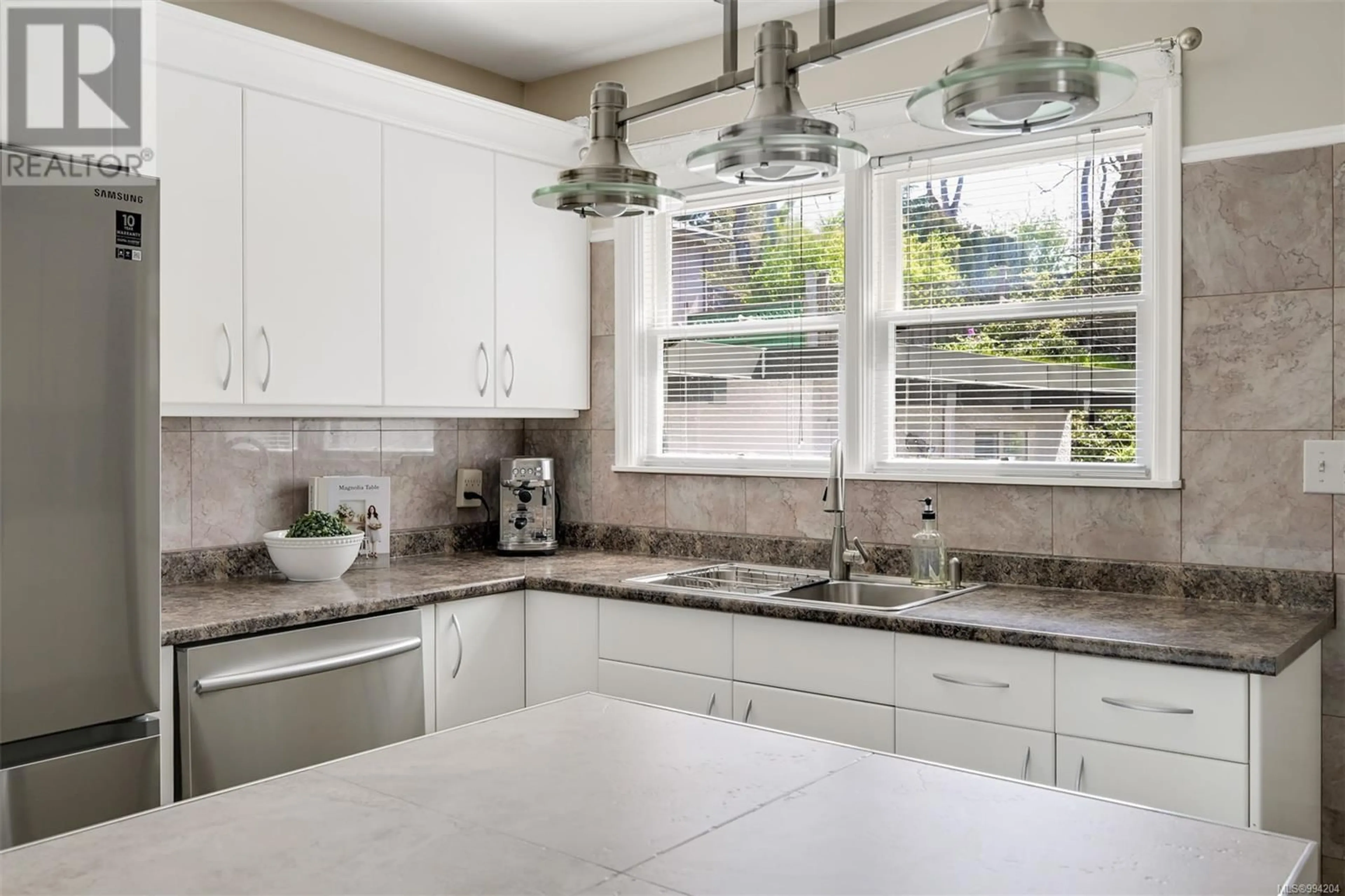Contemporary kitchen, ceramic/tile floor for 1151 REYNOLDS ROAD, Saanich British Columbia V8P2K5