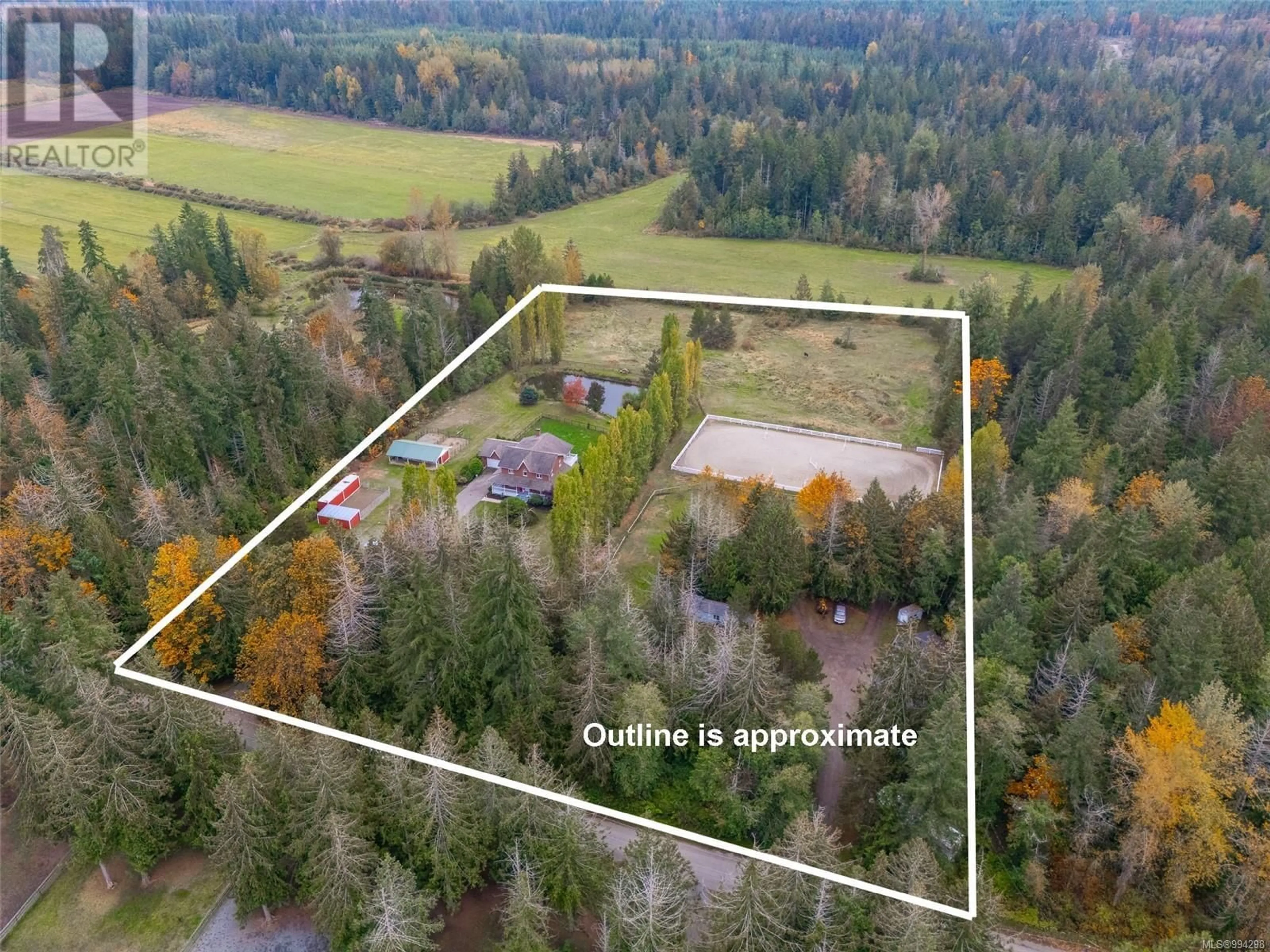 A pic from outside/outdoor area/front of a property/back of a property/a pic from drone, forest/trees view for 1920 FISHER ROAD, Errington British Columbia V0R1V0