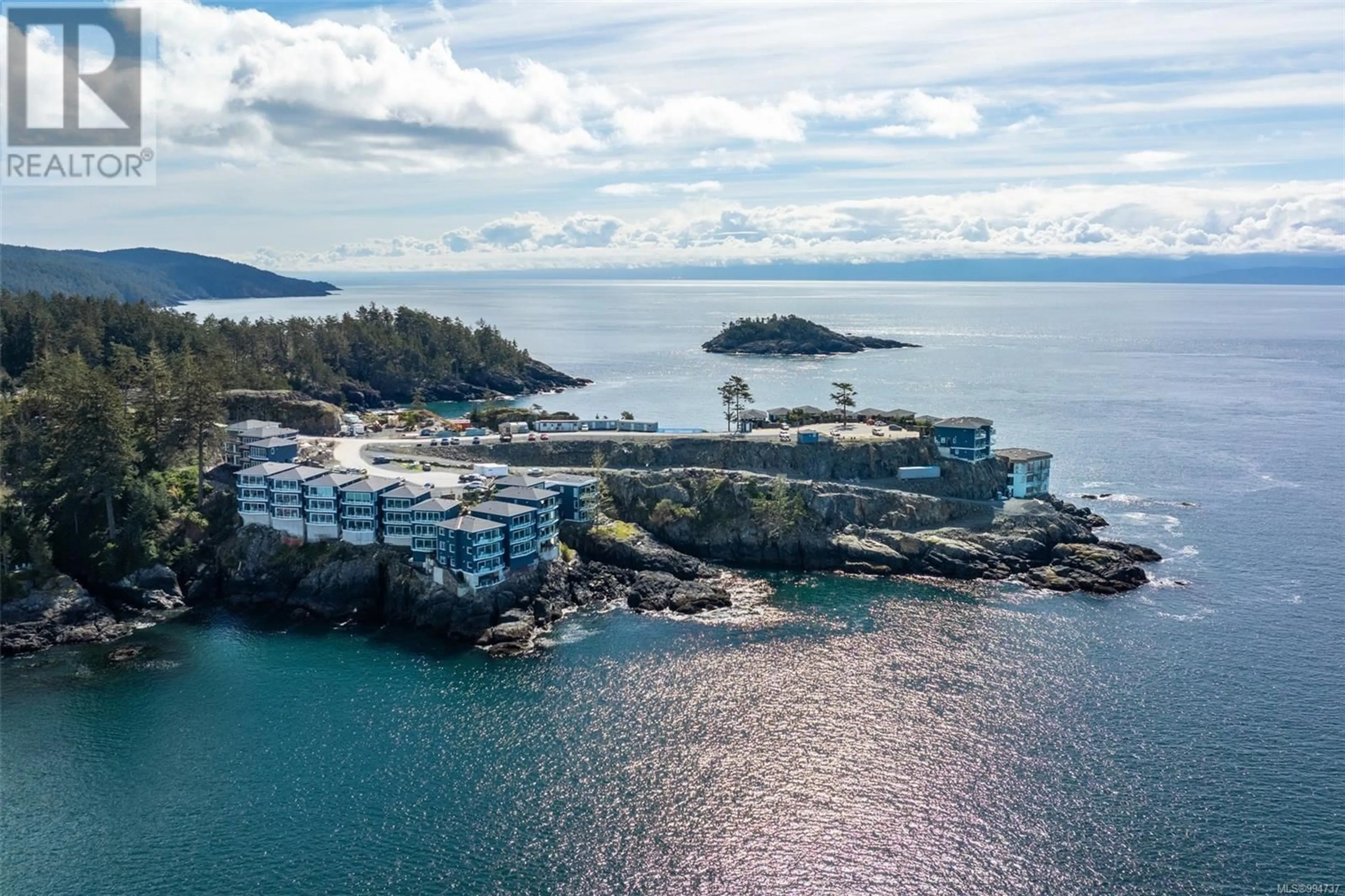 A pic from outside/outdoor area/front of a property/back of a property/a pic from drone, water/lake/river/ocean view for 43A - 1000 SOOKEPOINT PLACE, Sooke British Columbia V9Z1N8