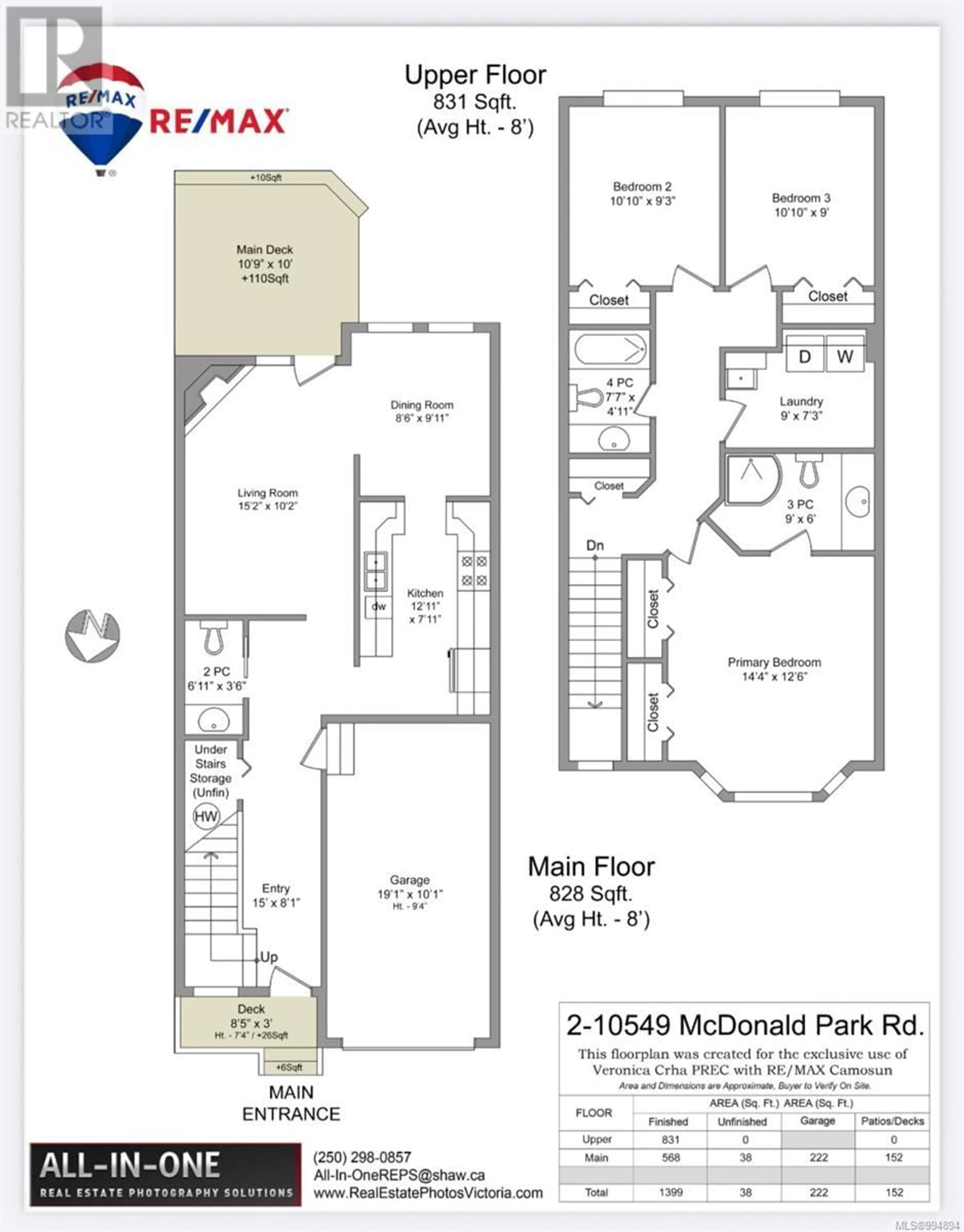 Floor plan for 2 - 10549 MCDONALD PARK ROAD, Sidney British Columbia V8L3J2