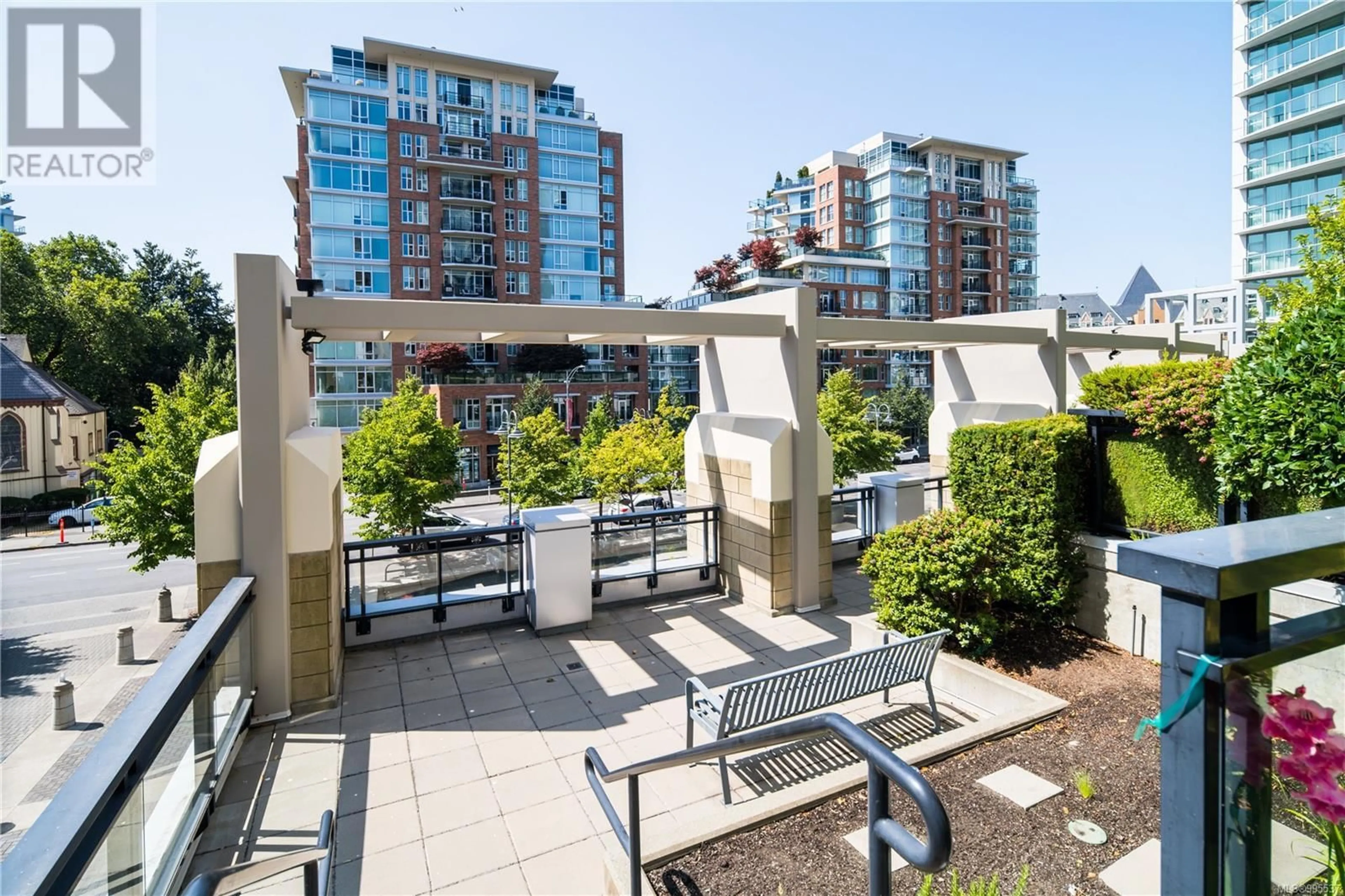 Patio, city buildings view from balcony for 603 - 751 FAIRFIELD ROAD, Victoria British Columbia V8W4A4