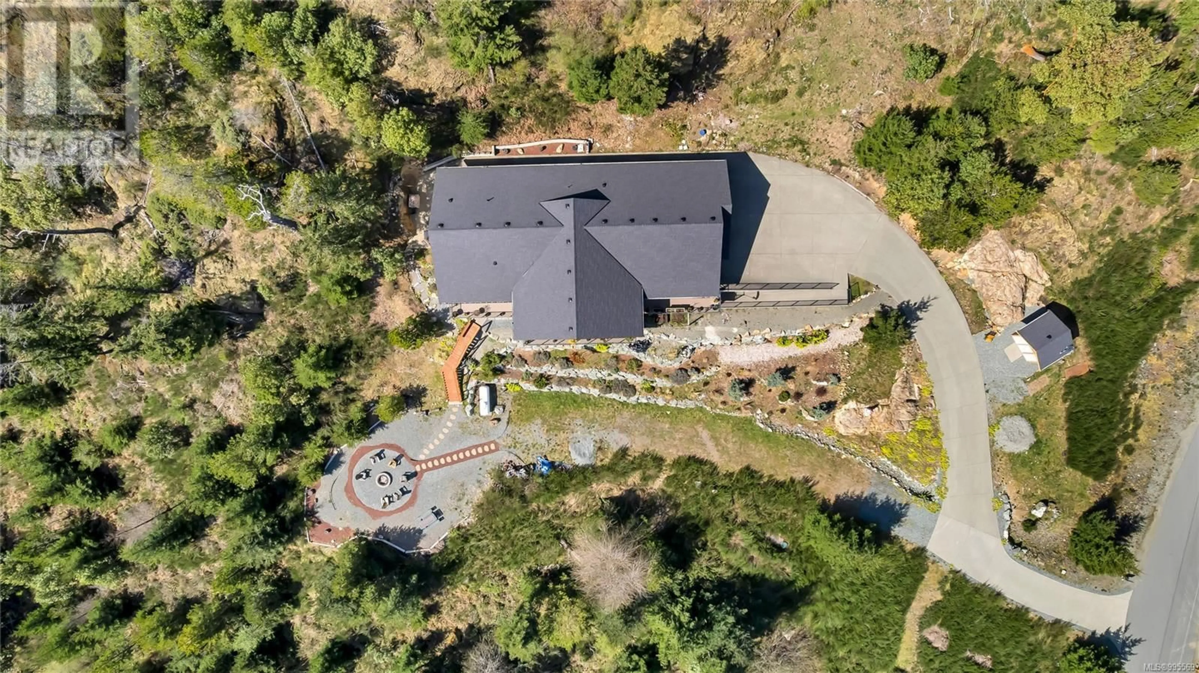 A pic from outside/outdoor area/front of a property/back of a property/a pic from drone, mountain view for 4101 RIDGELINE DRIVE, Shawnigan Lake British Columbia V8H2J1
