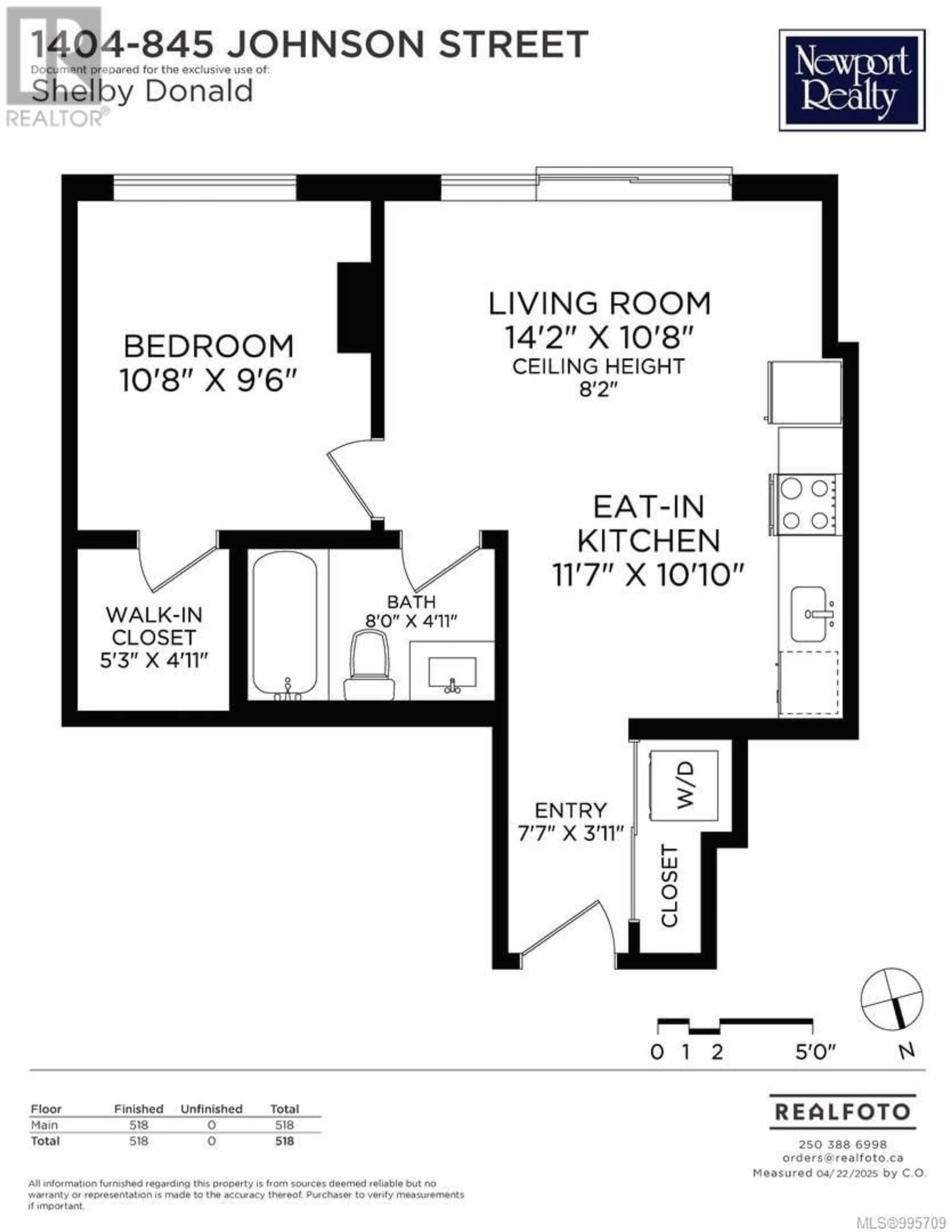 Floor plan for 1404 - 845 JOHNSON STREET, Victoria British Columbia V8W0G3