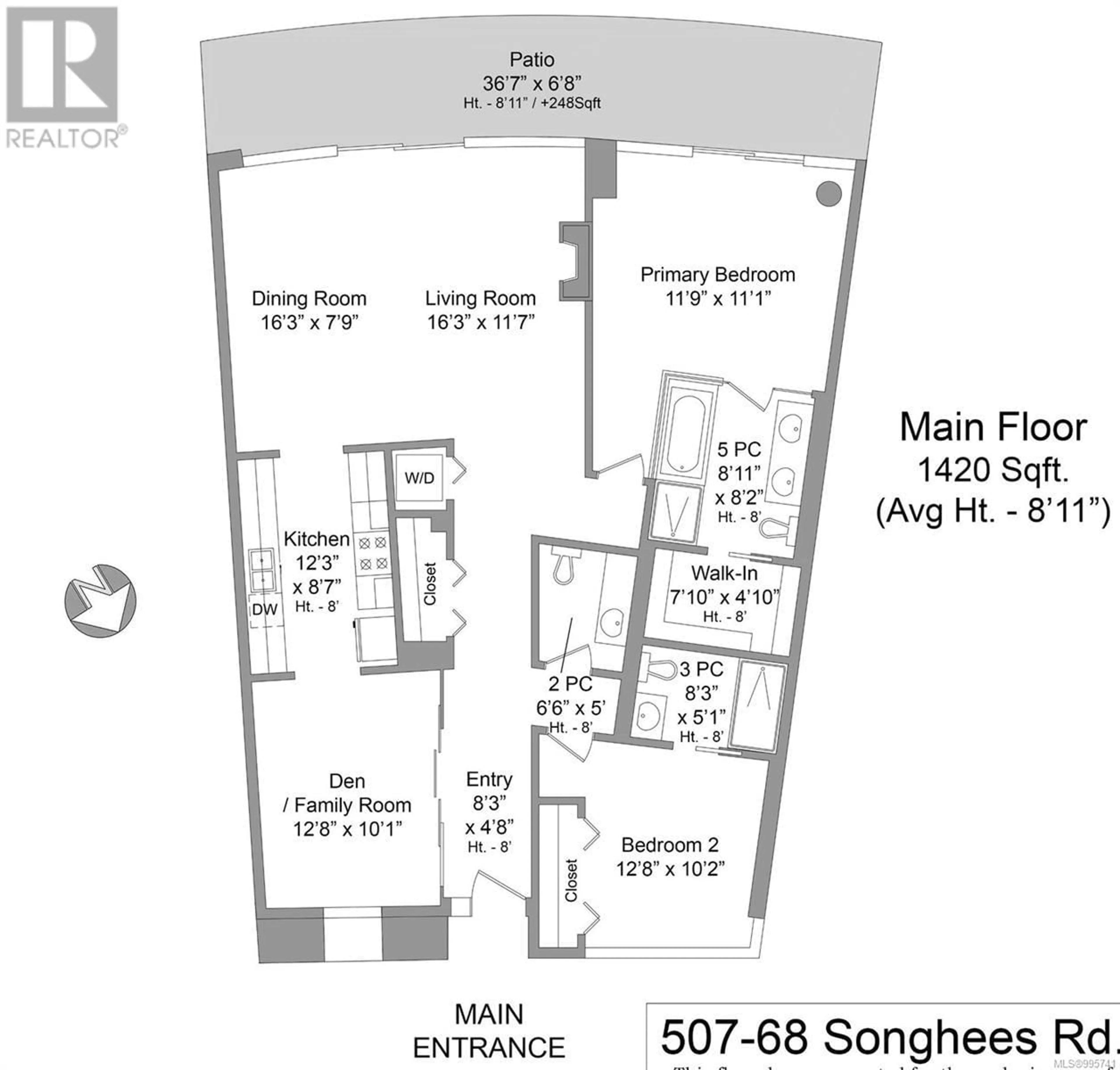 Floor plan for 507 - 68 SONGHEES ROAD, Victoria British Columbia V9A0A3