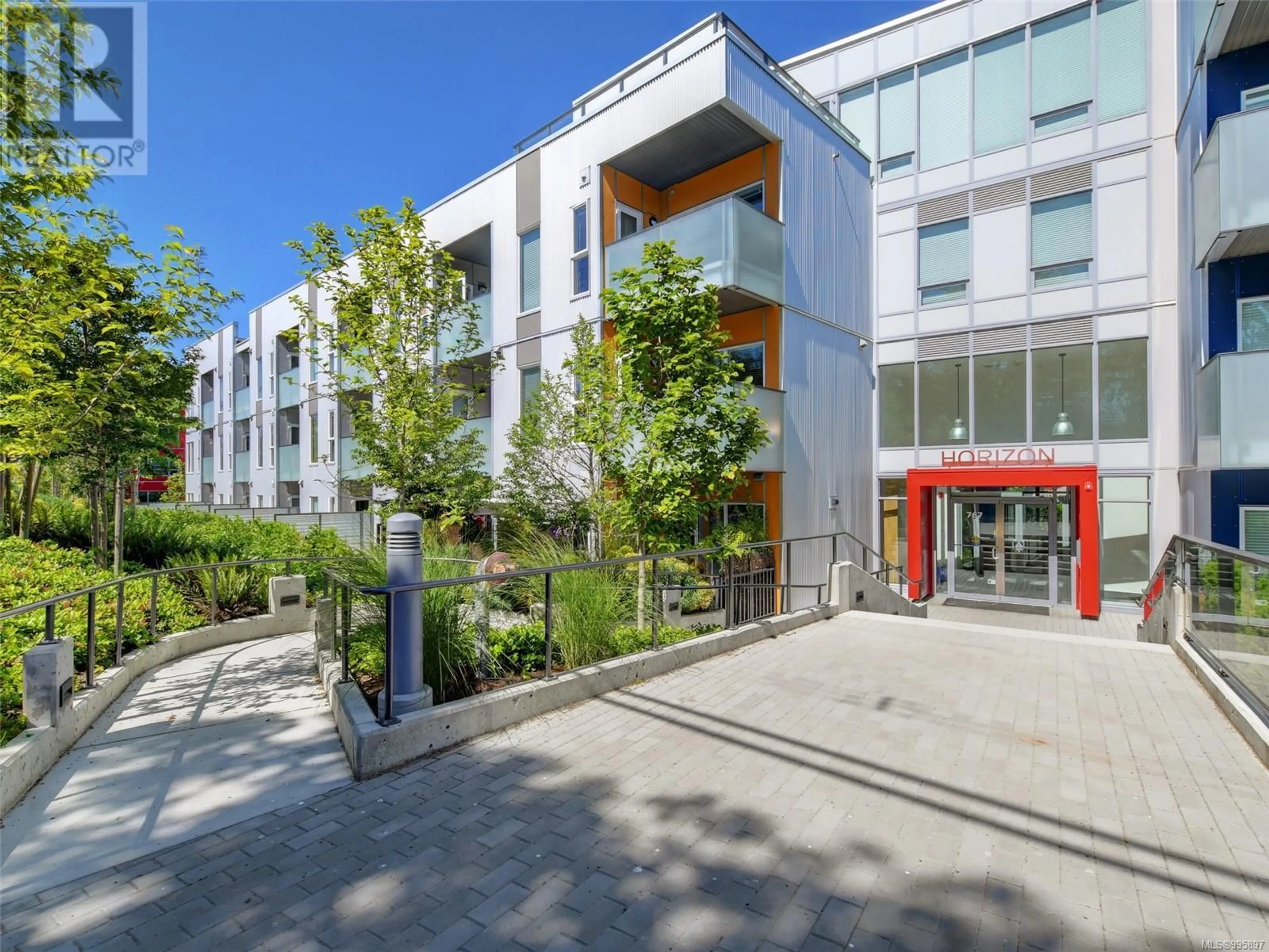 A pic from outside/outdoor area/front of a property/back of a property/a pic from drone, building for 420 - 767 TYEE ROAD, Victoria British Columbia V9A0G5