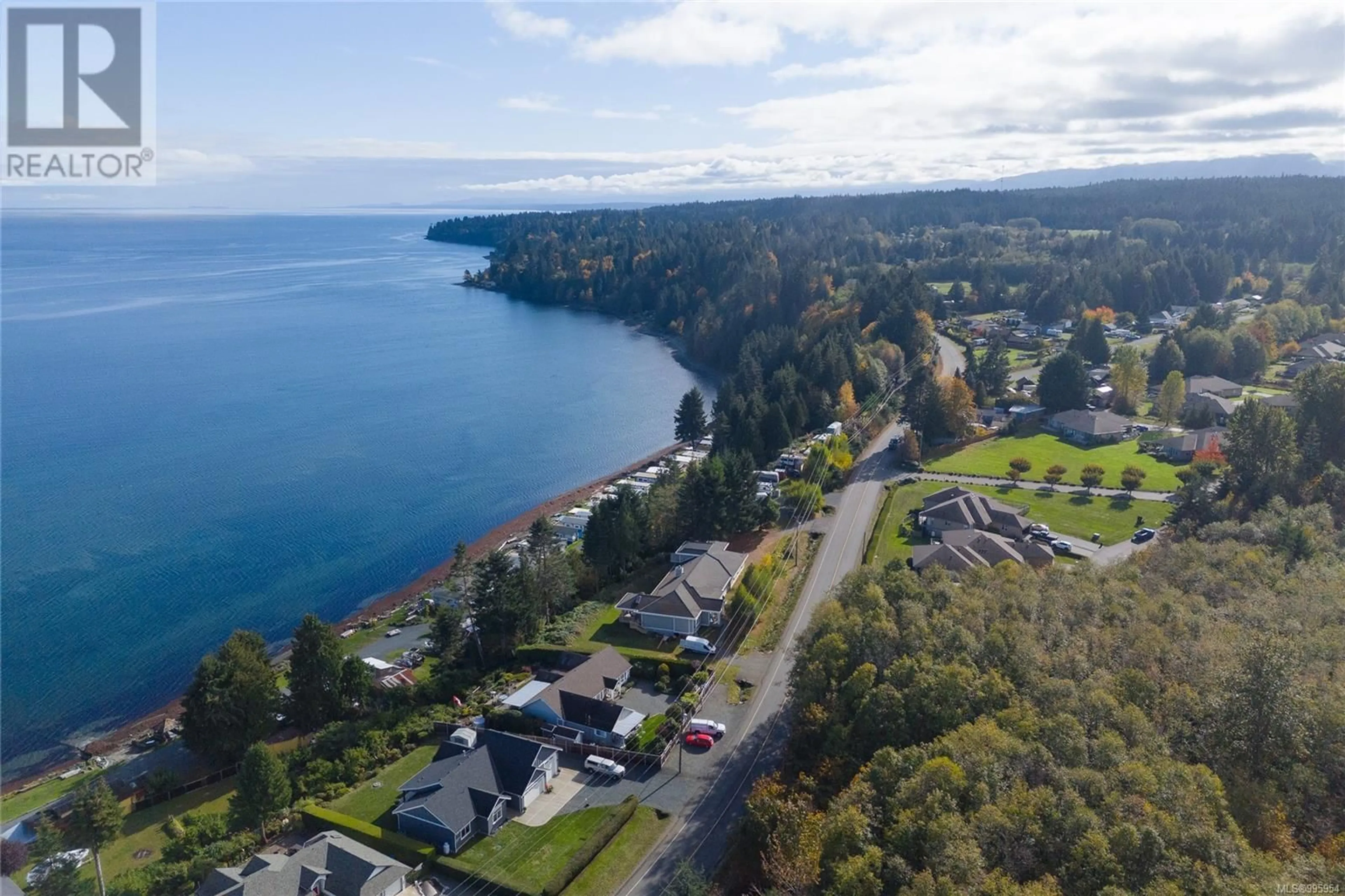 A pic from outside/outdoor area/front of a property/back of a property/a pic from drone, water/lake/river/ocean view for 5315 GAINSBERG ROAD, Bowser British Columbia V0R1G0