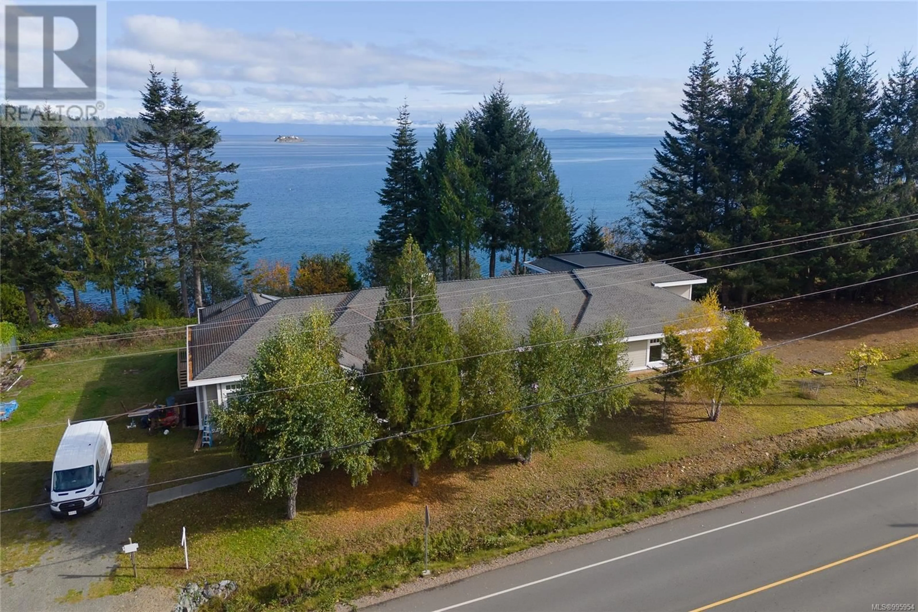A pic from outside/outdoor area/front of a property/back of a property/a pic from drone, water/lake/river/ocean view for 5315 GAINSBERG ROAD, Bowser British Columbia V0R1G0