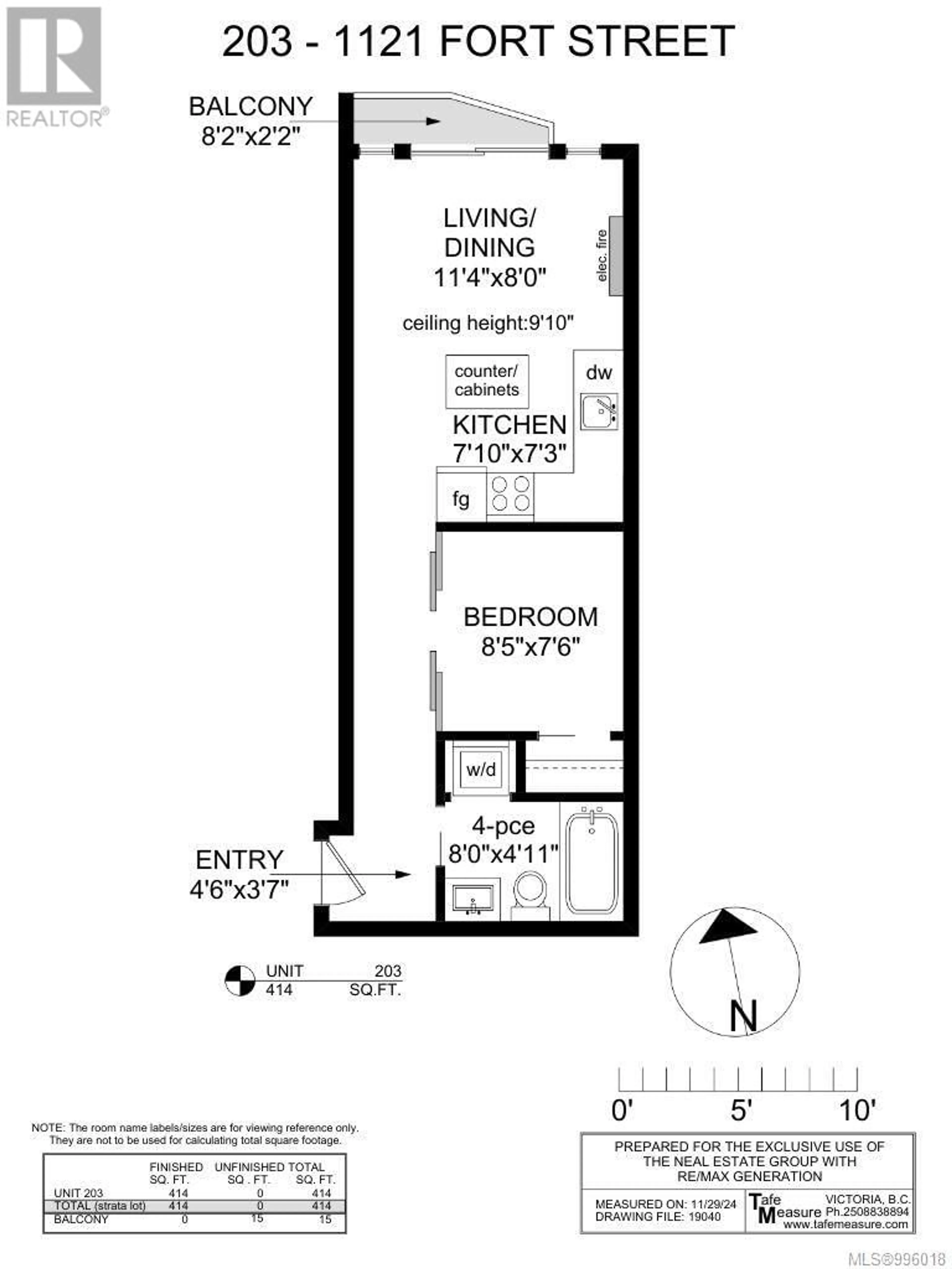 Floor plan for 203 - 1121 FORT STREET, Victoria British Columbia V8V3K9