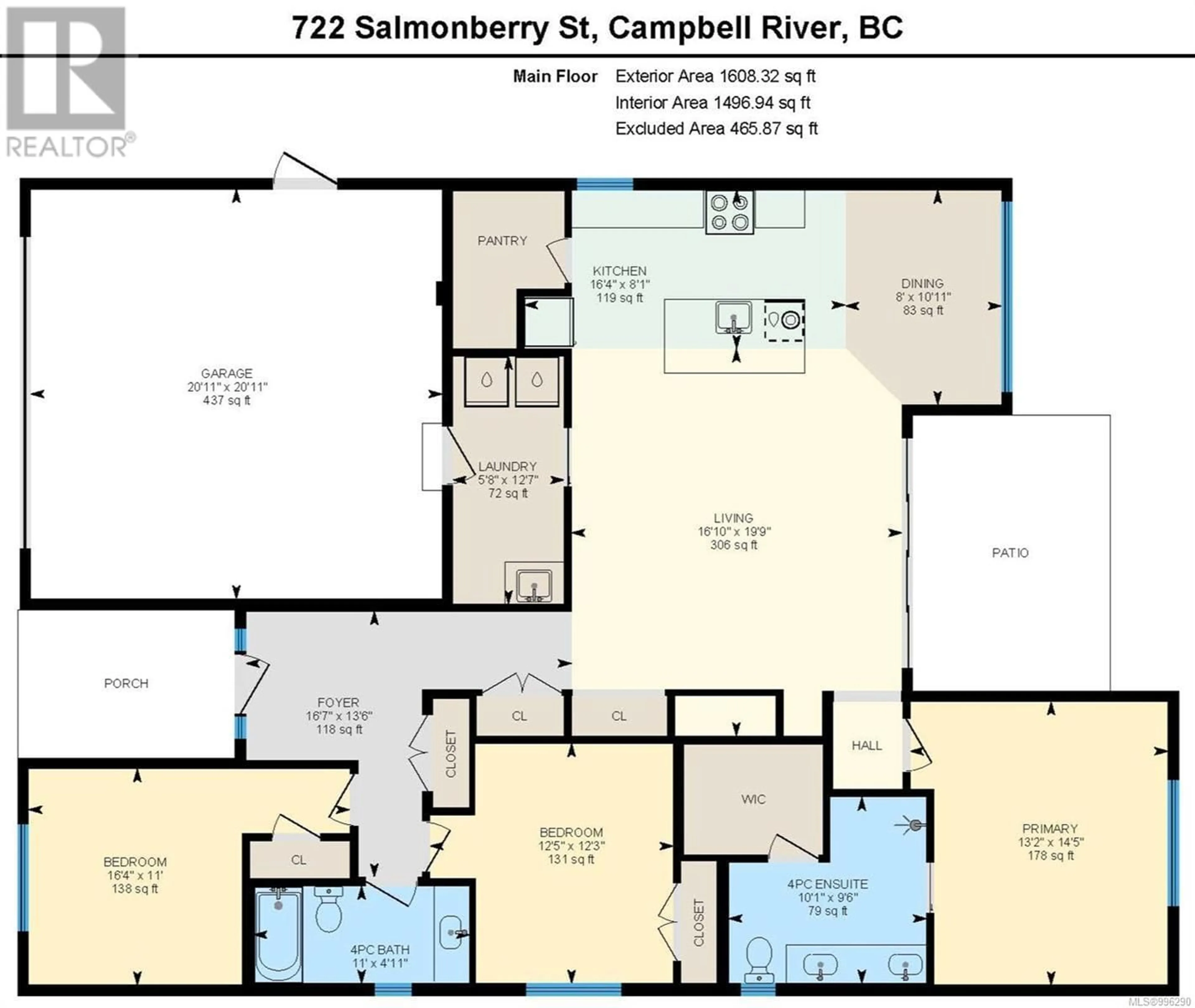 Floor plan for 722 SALMONBERRY STREET, Campbell River British Columbia V9H0G1