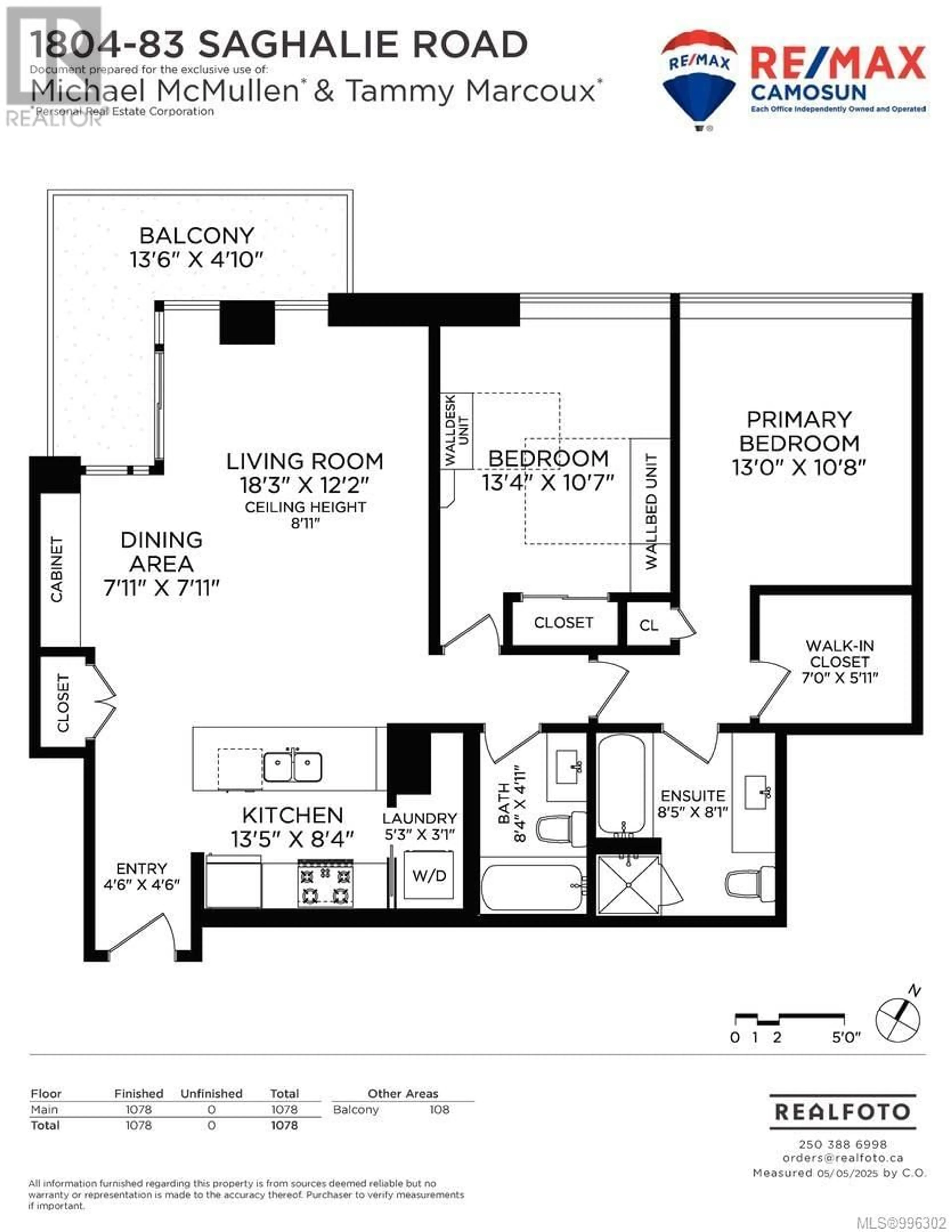 Floor plan for 1804 - 83 SAGHALIE ROAD, Victoria British Columbia V9A0E7
