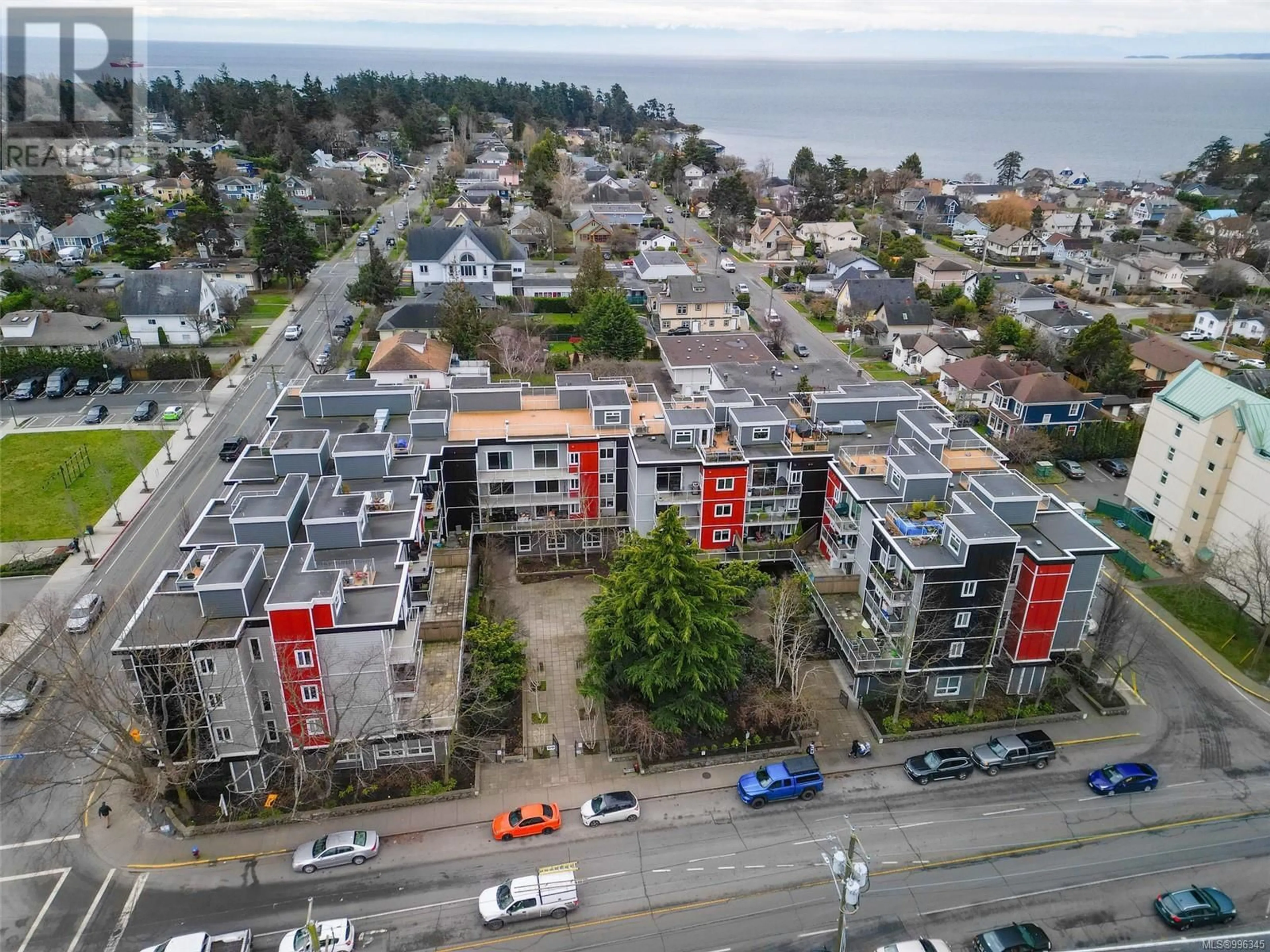A pic from outside/outdoor area/front of a property/back of a property/a pic from drone, street for 207 - 1315 ESQUIMALT ROAD, Esquimalt British Columbia V9A3P5
