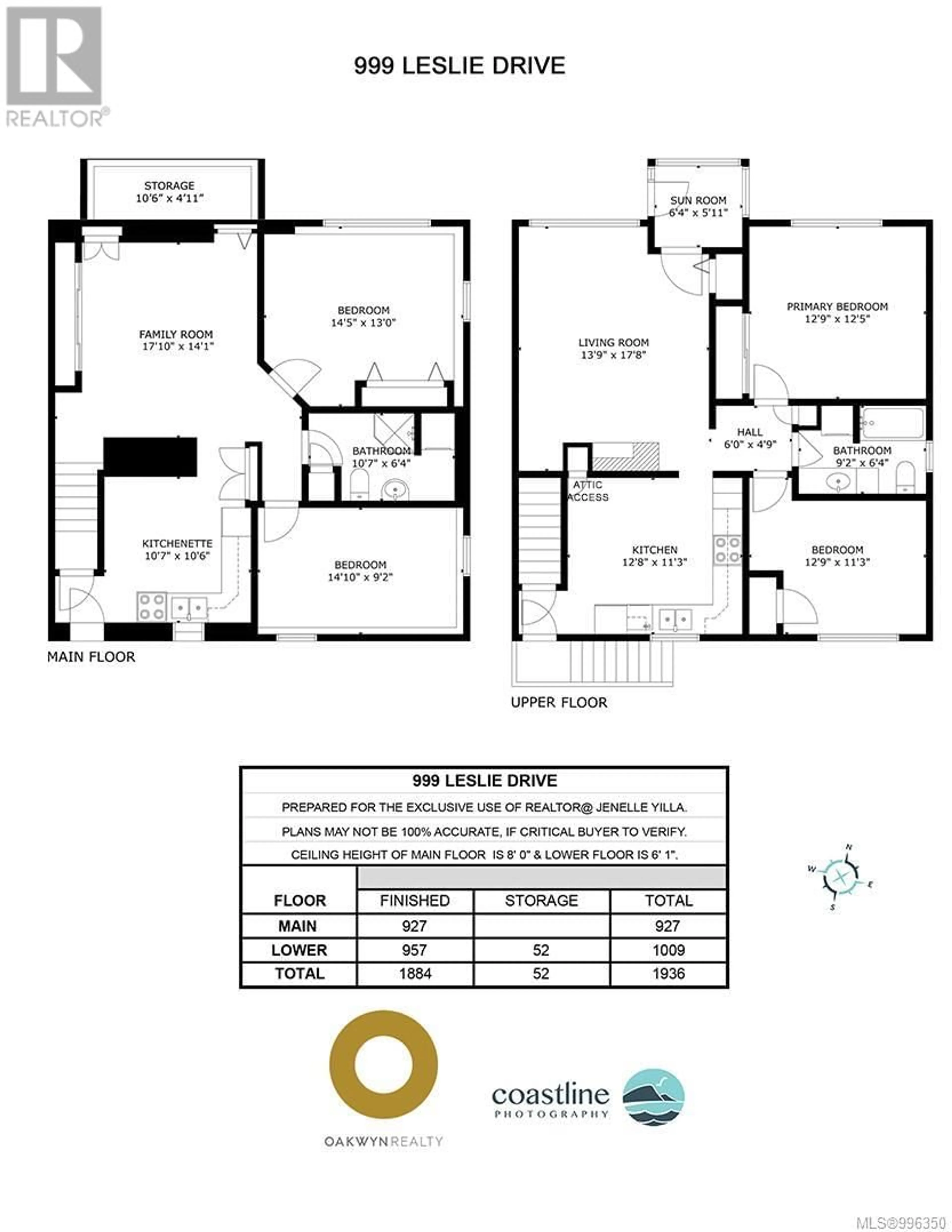 Floor plan for 999 LESLIE DRIVE, Saanich British Columbia V8X2Y7