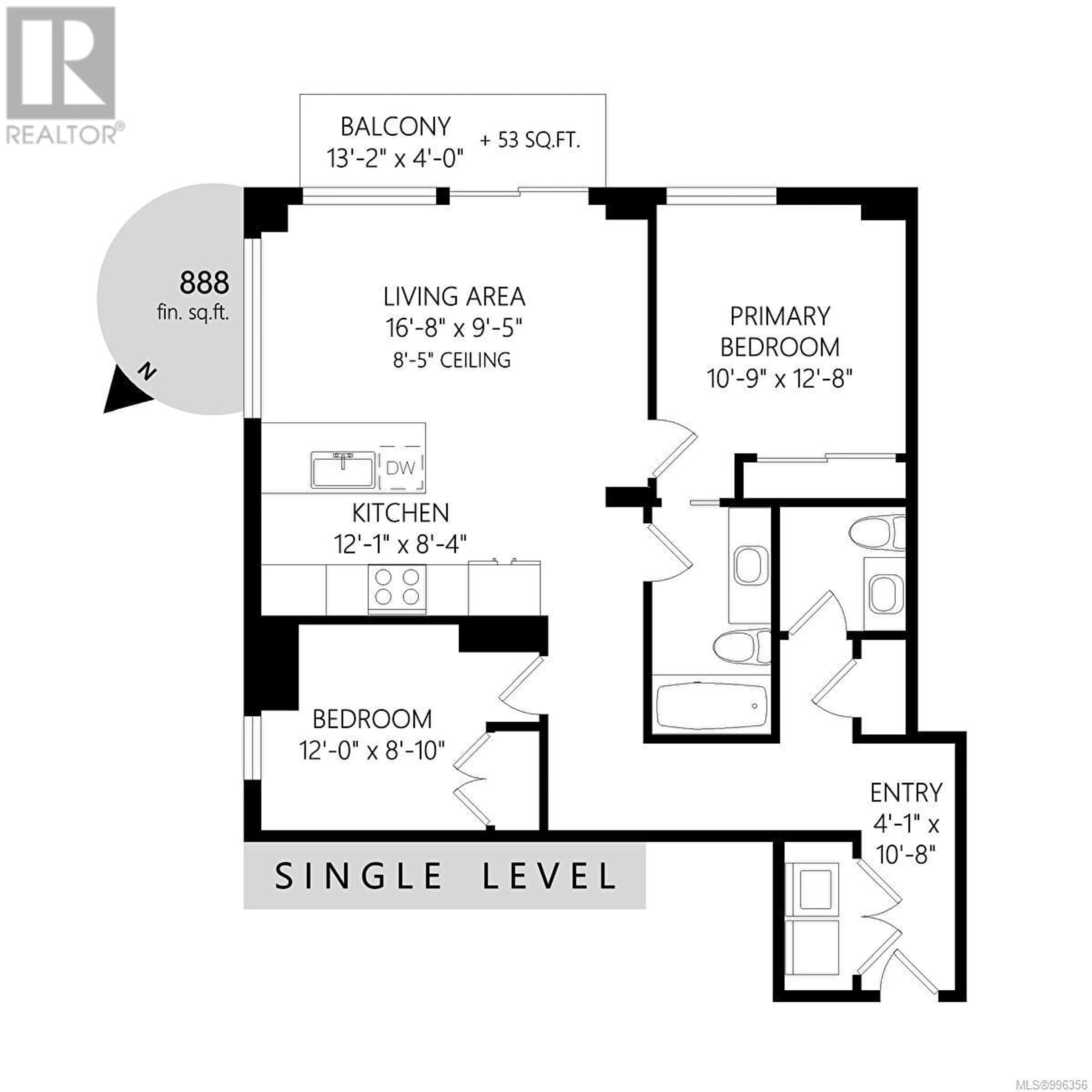 Floor plan for 608 - 848 YATES STREET, Victoria British Columbia V8W0G2