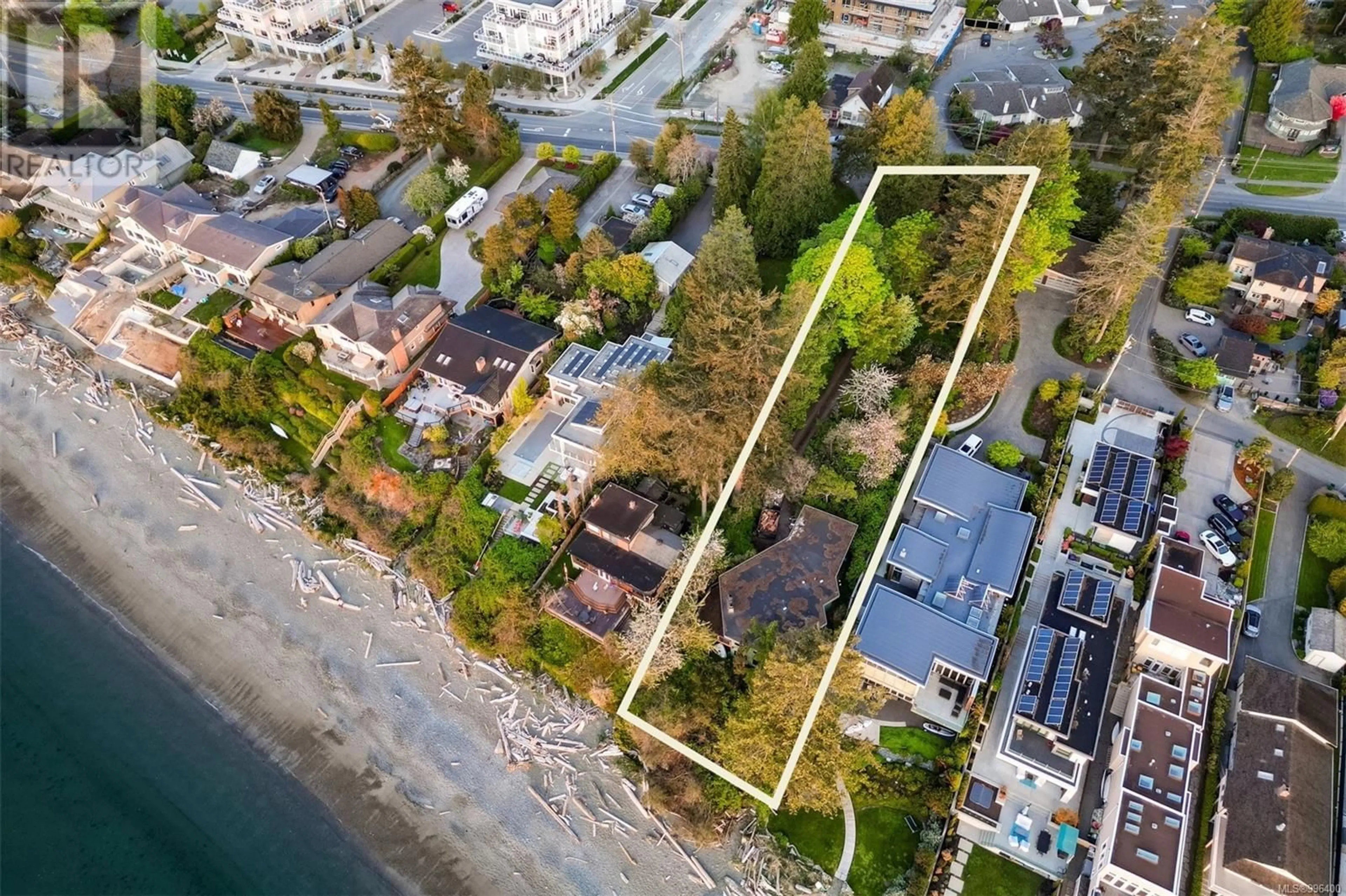 A pic from outside/outdoor area/front of a property/back of a property/a pic from drone, water/lake/river/ocean view for 5153 CORDOVA BAY ROAD, Saanich British Columbia V8Y2K1