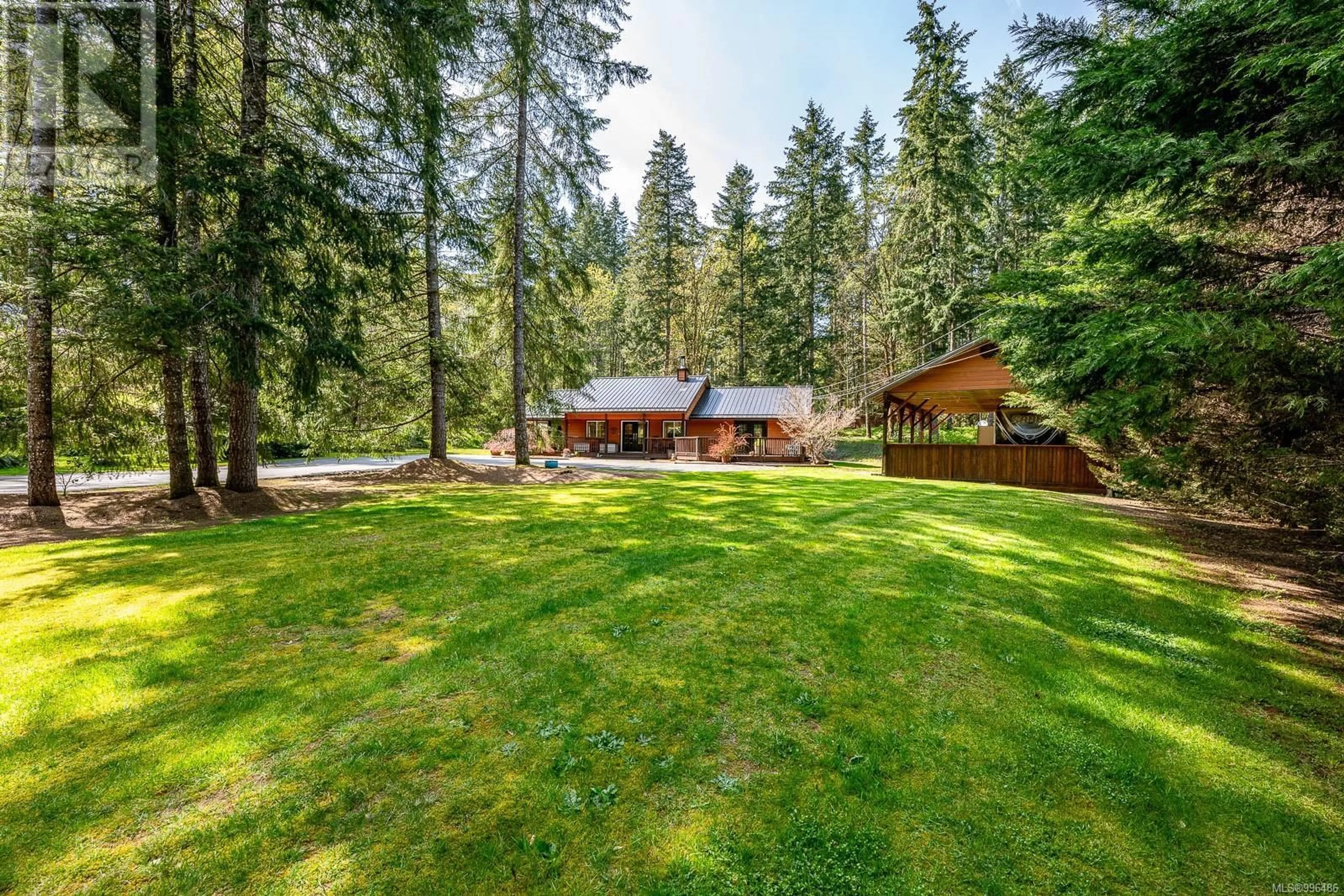 A pic from outside/outdoor area/front of a property/back of a property/a pic from drone, forest/trees view for 3689 JAMES CRESCENT, Black Creek British Columbia V9J1E9