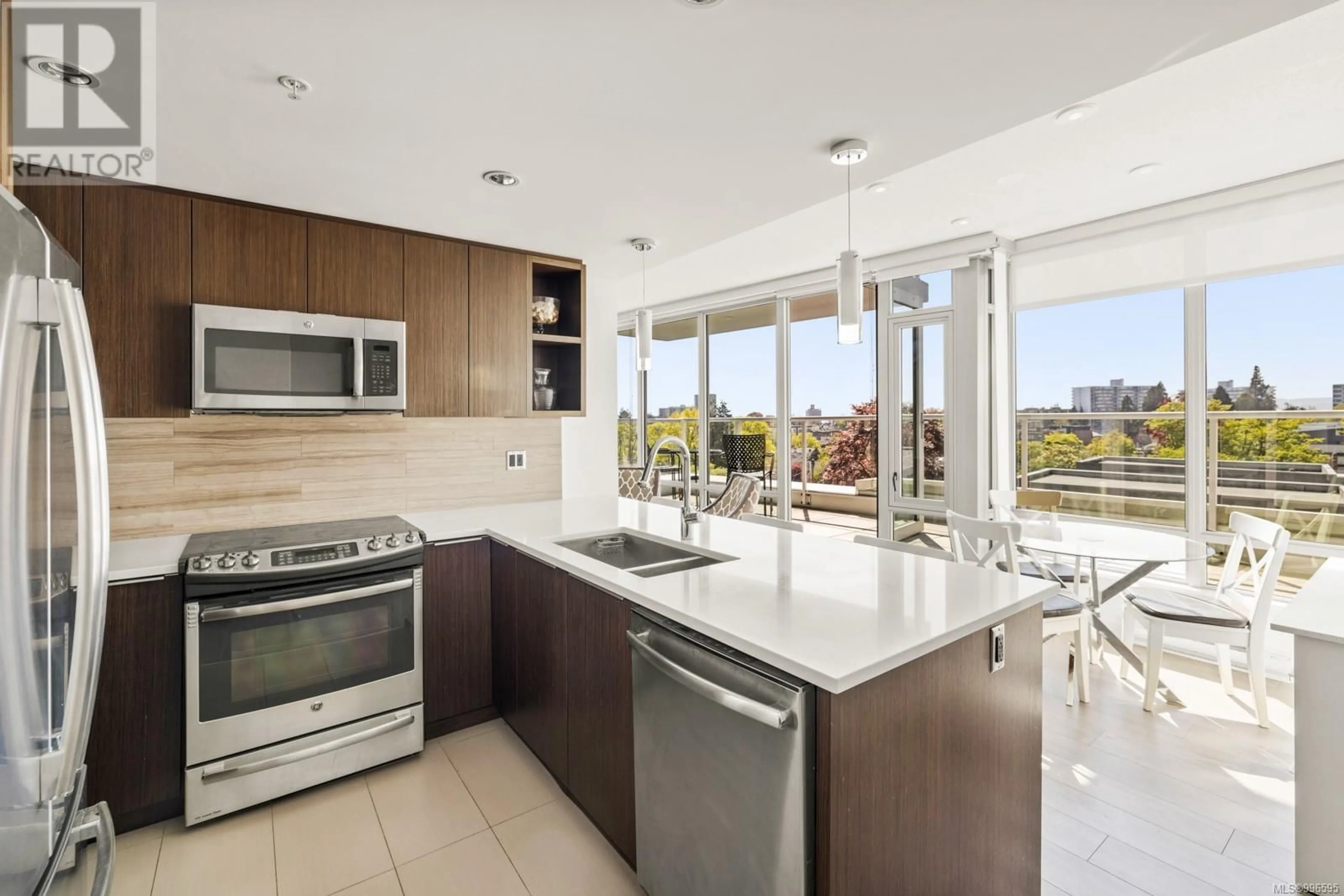 Contemporary kitchen, ceramic/tile floor for 602 - 646 MICHIGAN STREET, Victoria British Columbia V8V0B7