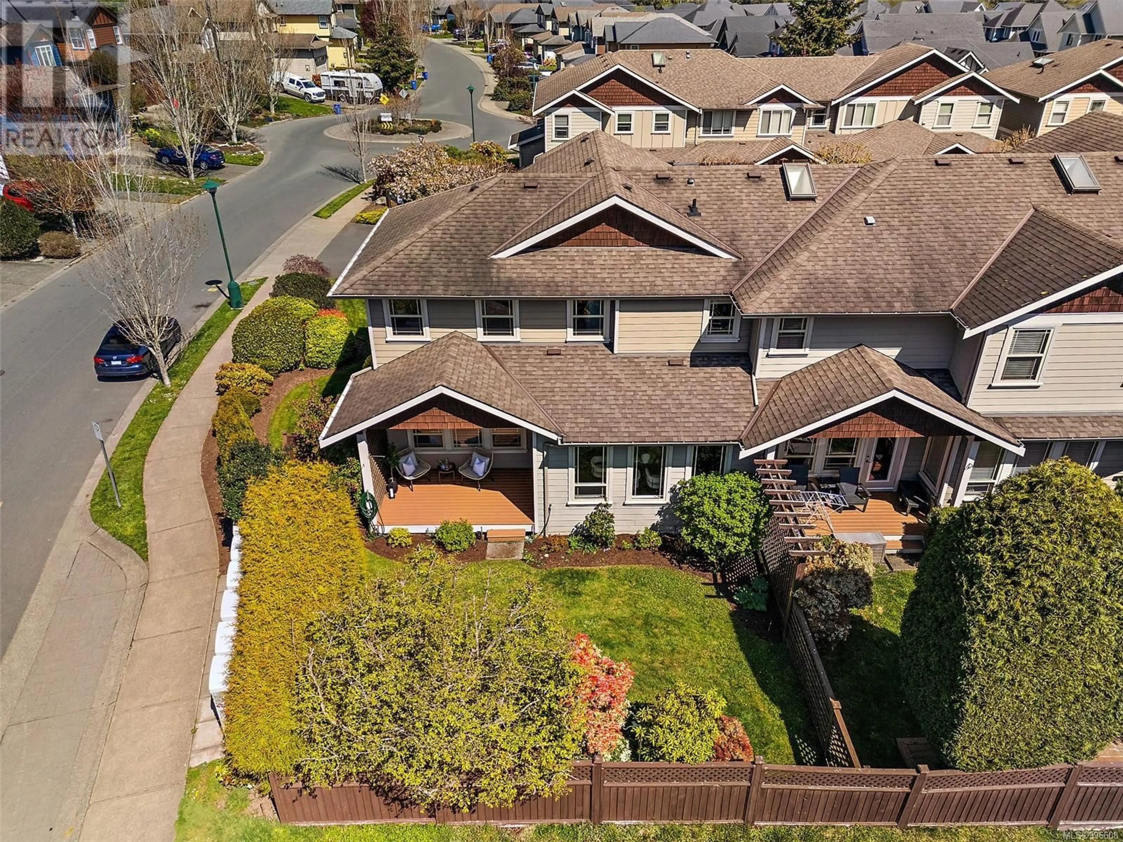 A pic from outside/outdoor area/front of a property/back of a property/a pic from drone, street for 101 - 6591 ARRANWOOD DRIVE, Sooke British Columbia V9Z0W4