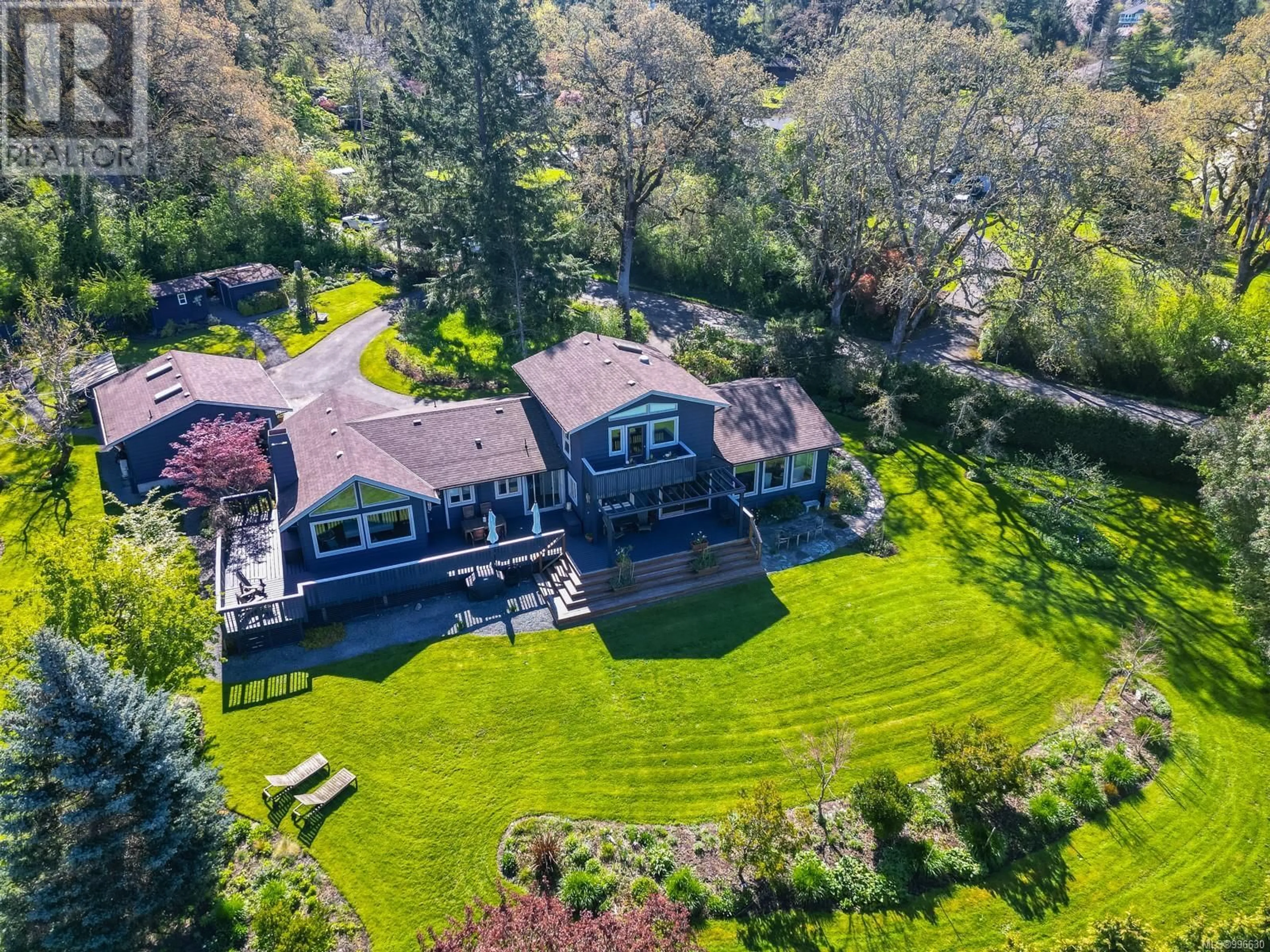 A pic from outside/outdoor area/front of a property/back of a property/a pic from drone, water/lake/river/ocean view for 9710 GLENELG AVENUE, North Saanich British Columbia V8L5H4