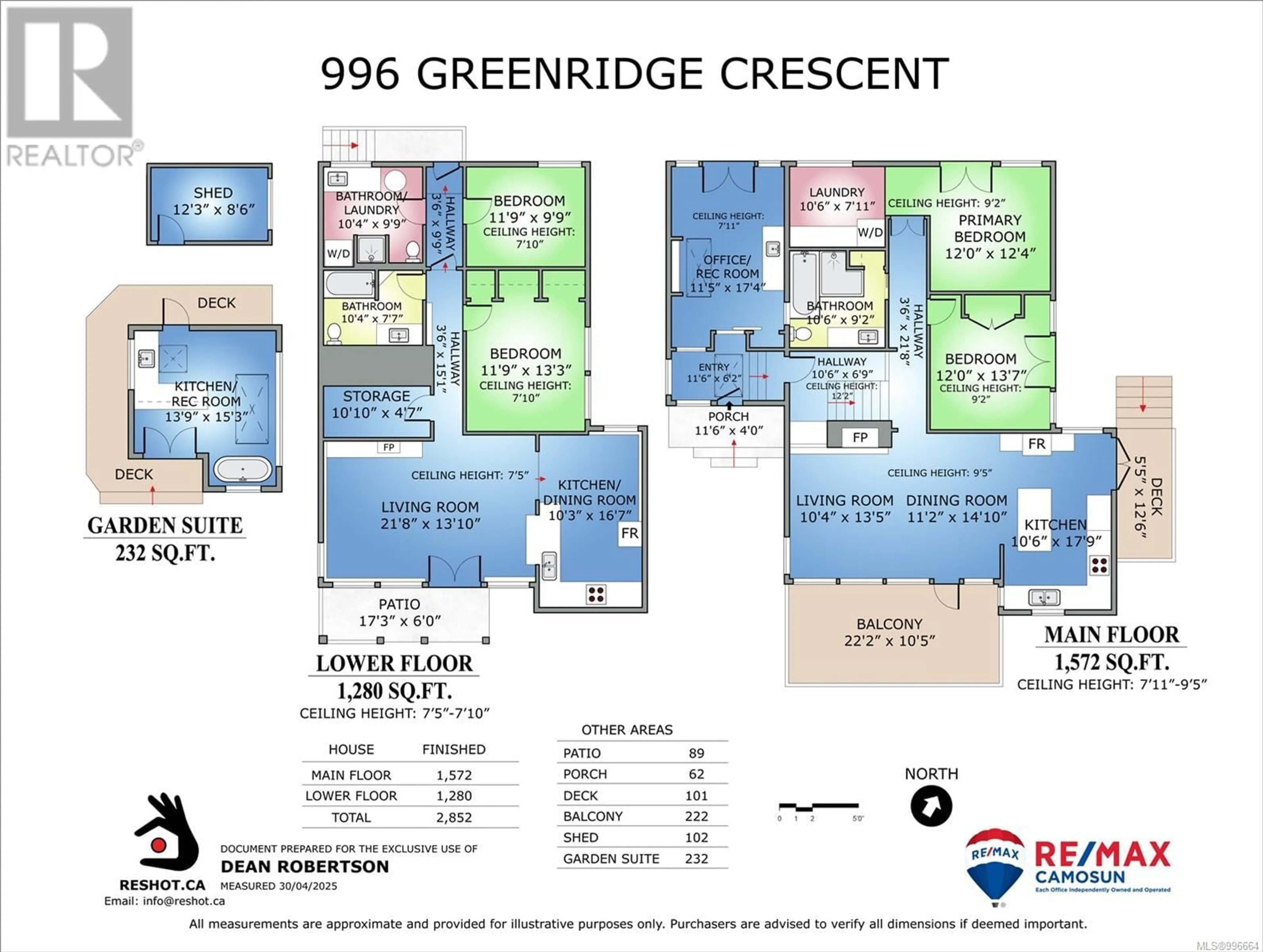 Floor plan for 996 GREENRIDGE CRESCENT, Saanich British Columbia V8X3B9