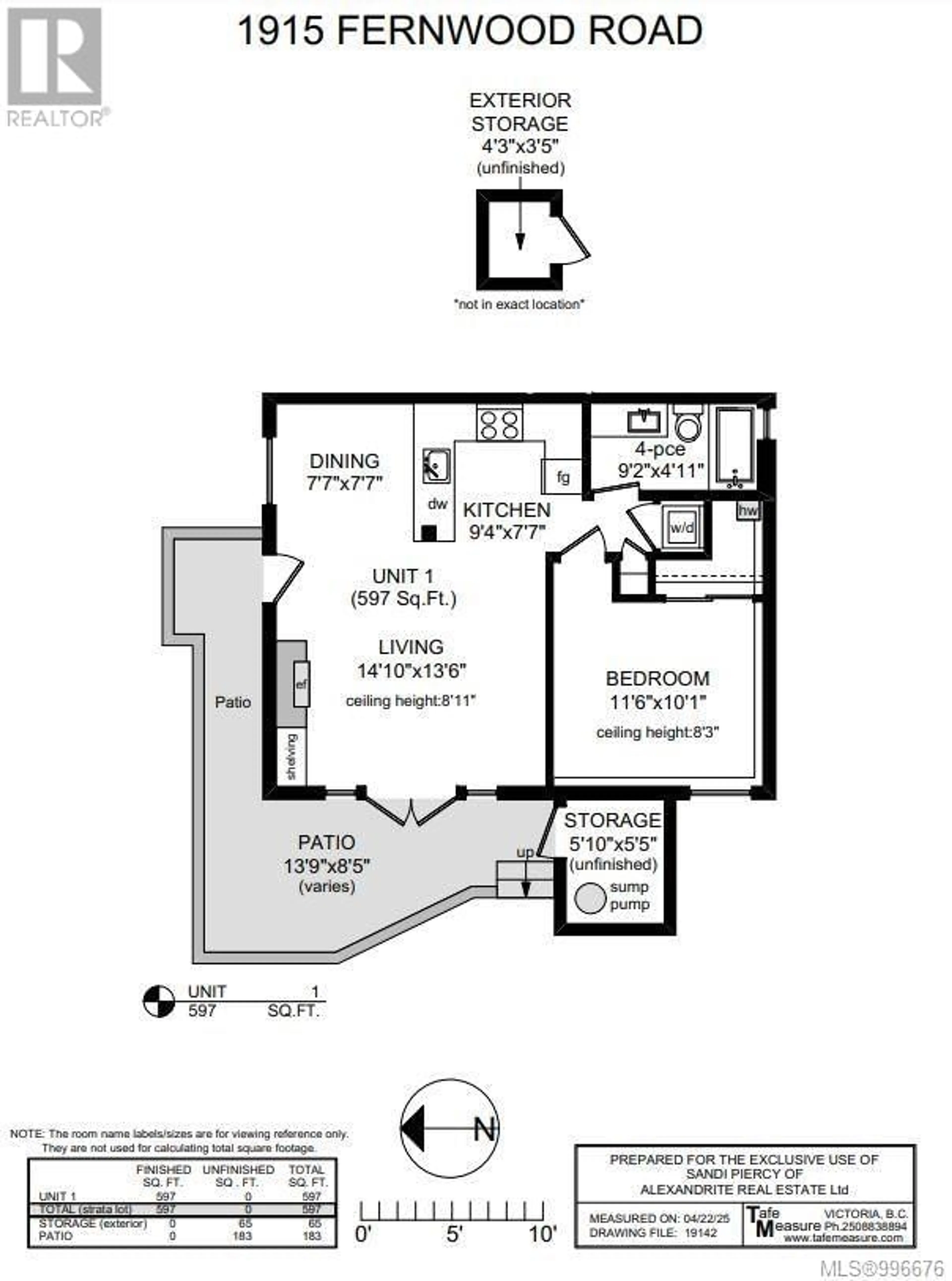Floor plan for 1 - 1915 FERNWOOD ROAD, Victoria British Columbia V8T2Y6