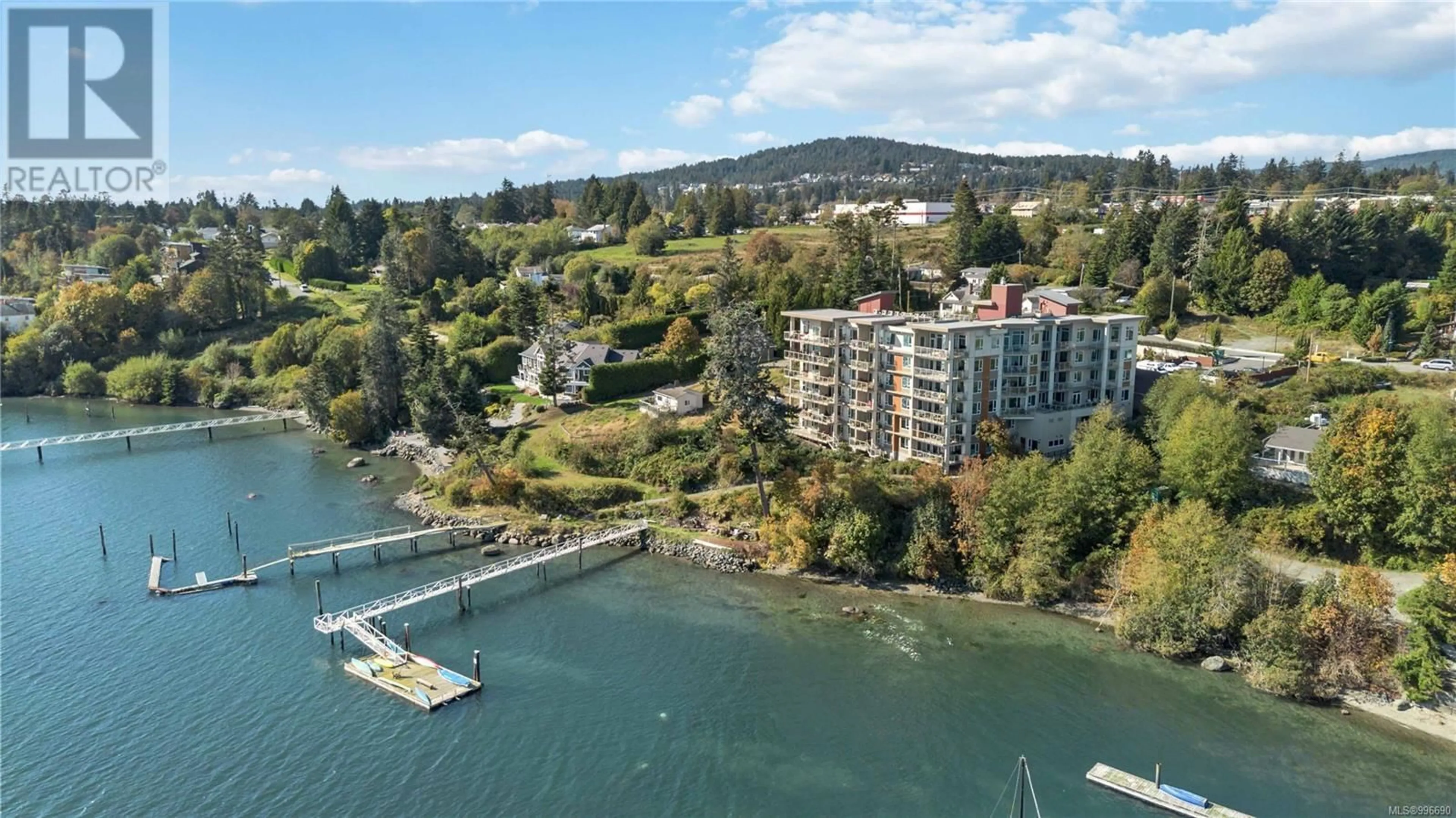 A pic from outside/outdoor area/front of a property/back of a property/a pic from drone, water/lake/river/ocean view for 501 - 6609 GOODMERE ROAD, Sooke British Columbia V9Z1P5