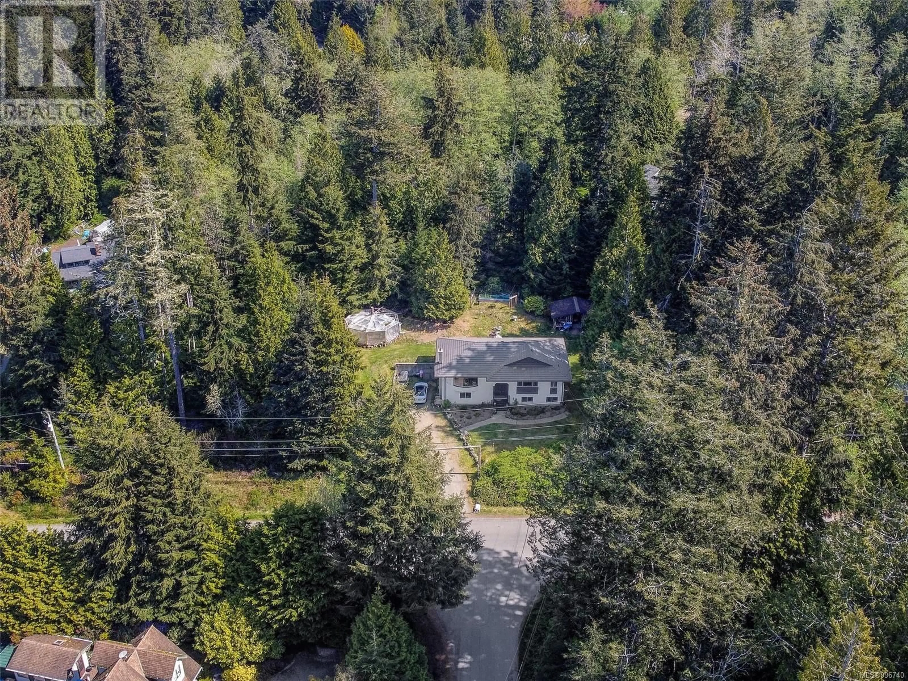 A pic from outside/outdoor area/front of a property/back of a property/a pic from drone, forest/trees view for 2805 WOODHAVEN ROAD, Sooke British Columbia V9Z1G6