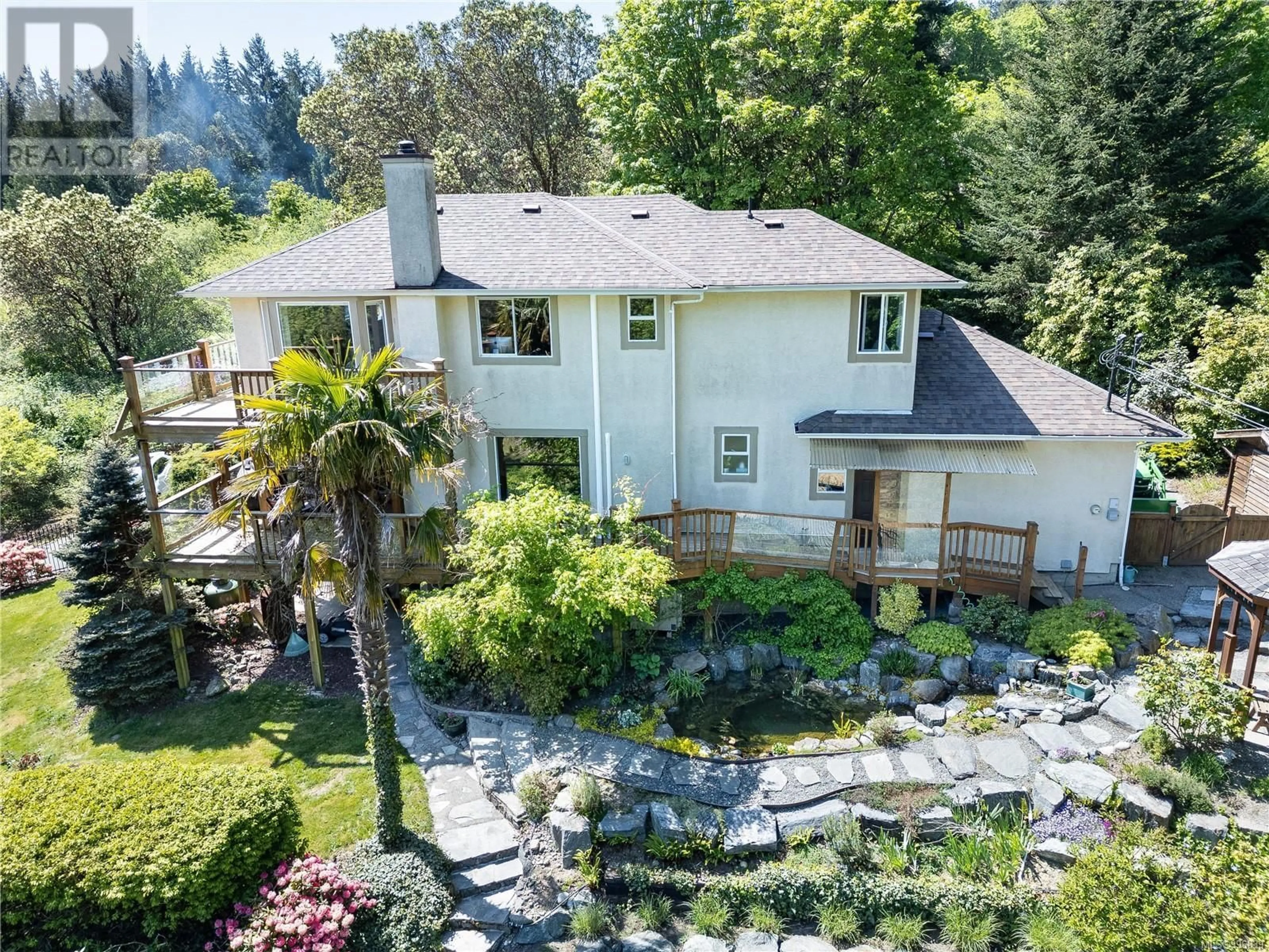 A pic from outside/outdoor area/front of a property/back of a property/a pic from drone, water/lake/river/ocean view for 4910 ROCKY POINT ROAD, Metchosin British Columbia V9C4G4