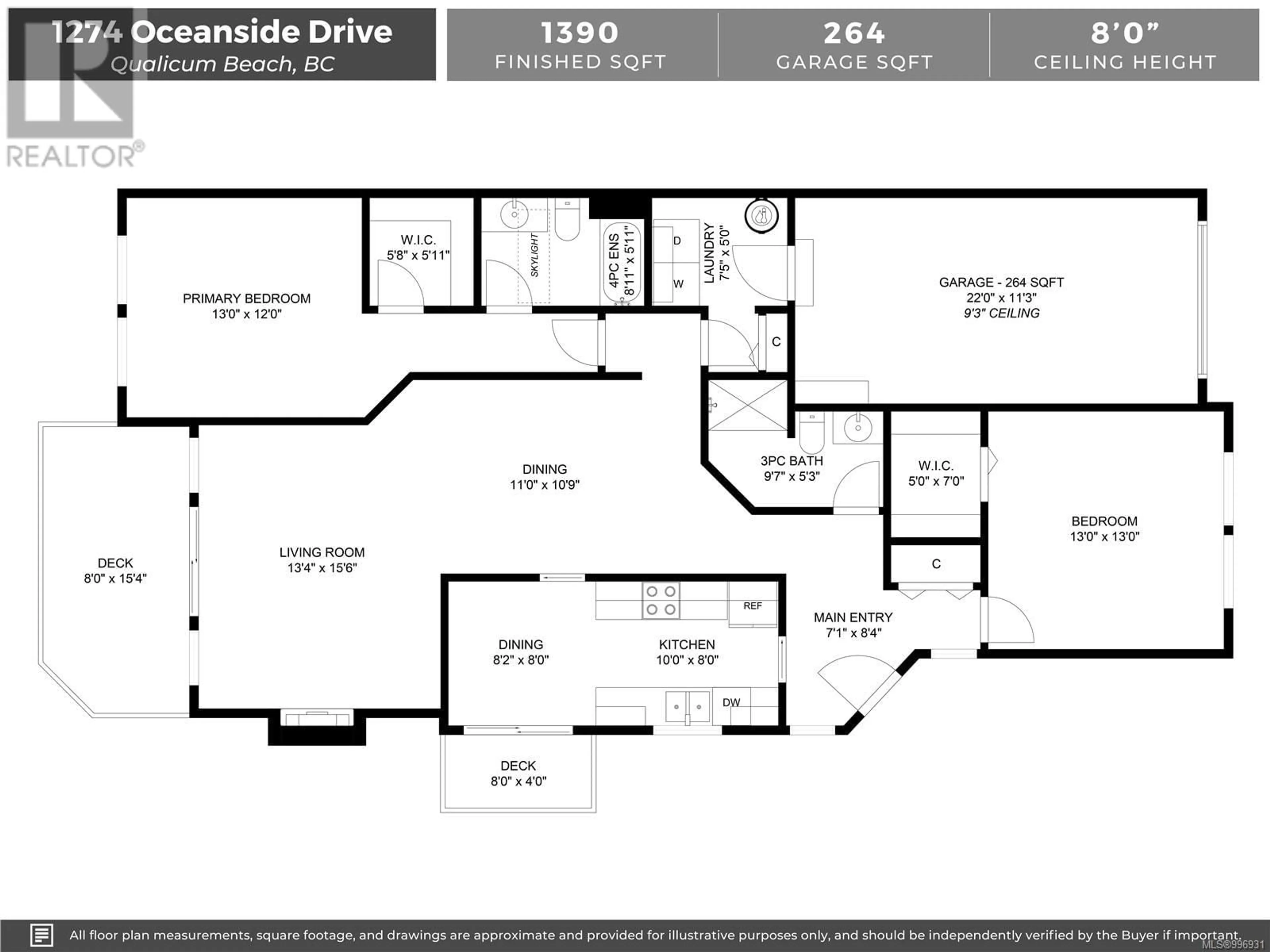 Floor plan for 1274 OCEANSIDE DRIVE, Qualicum Beach British Columbia V9K1T8