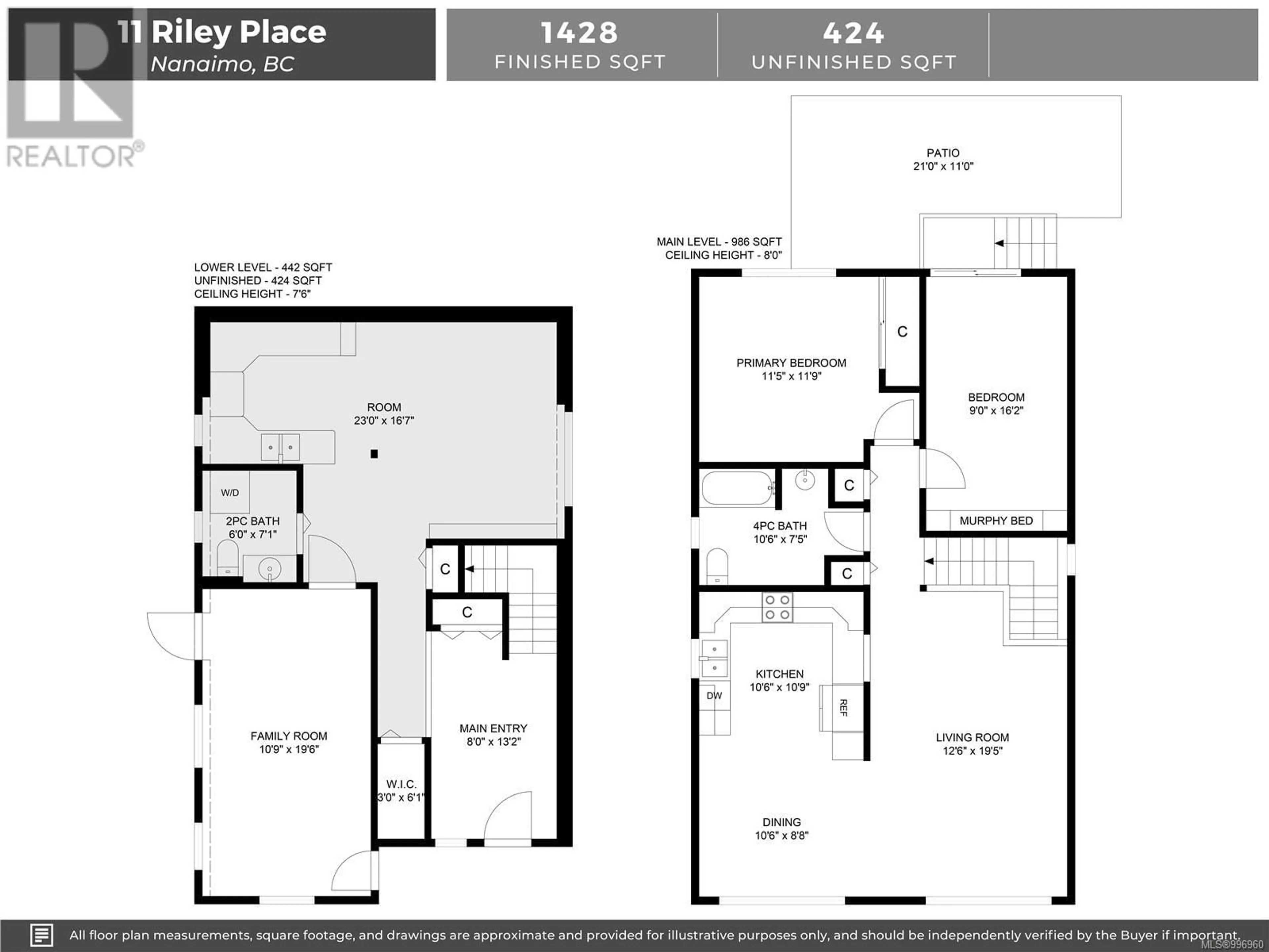 Floor plan for 11 RILEY PLACE, Nanaimo British Columbia V9T5B9