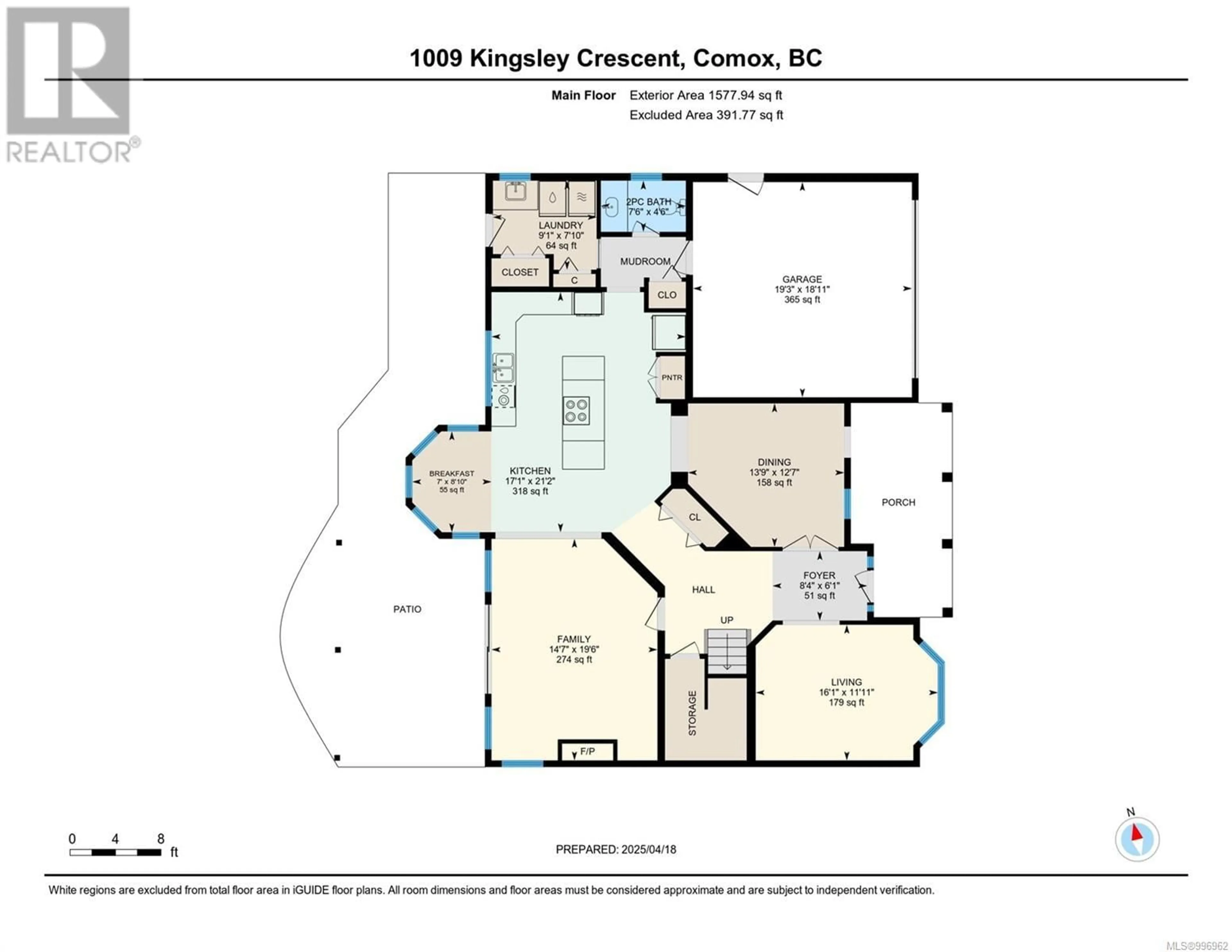 Floor plan for 1009 KINGSLEY CRESCENT, Comox British Columbia V9M3R7