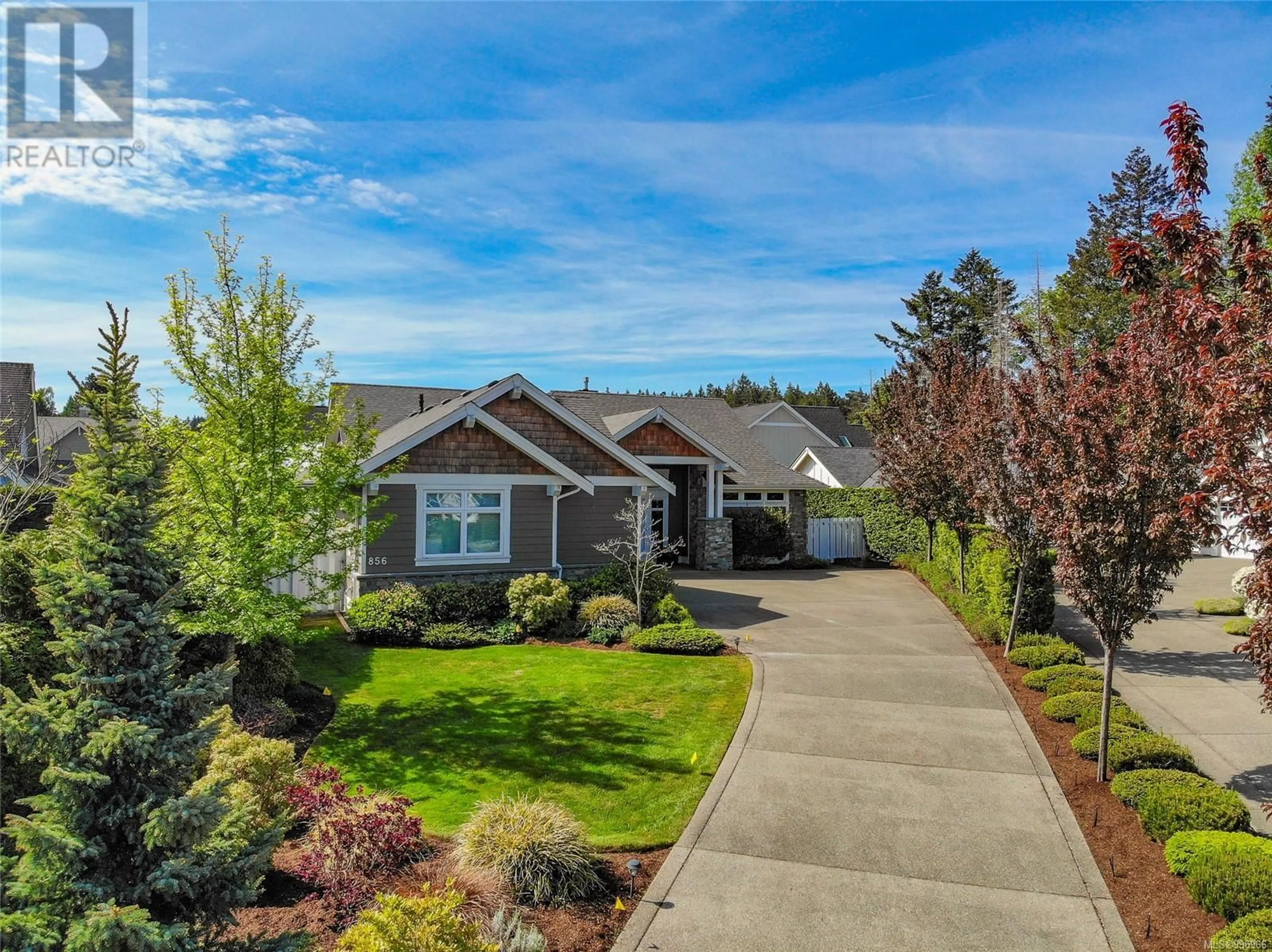A pic from outside/outdoor area/front of a property/back of a property/a pic from drone, water/lake/river/ocean view for 856 BLUFFS DRIVE, Qualicum Beach British Columbia V9K0A2
