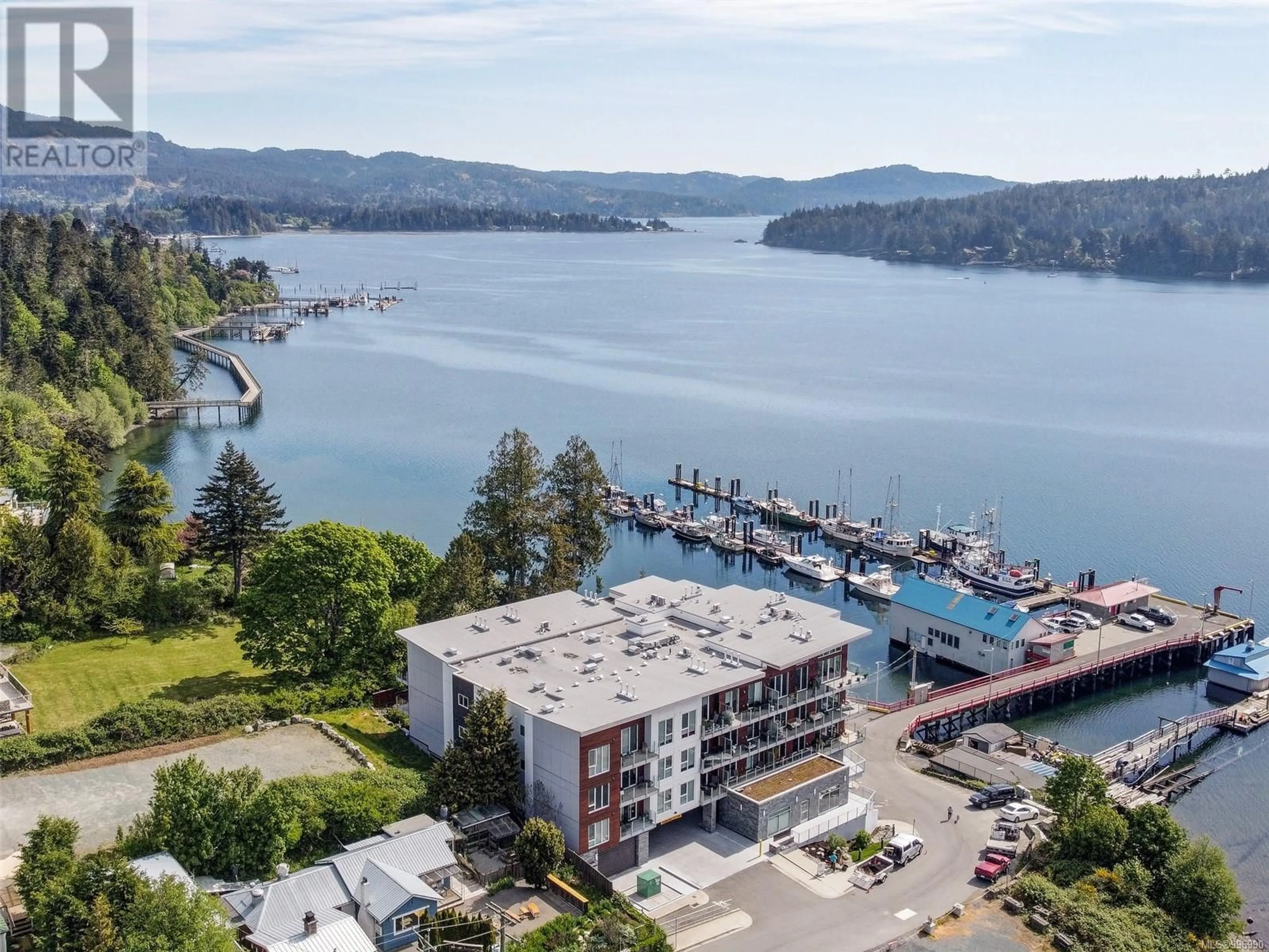 A pic from outside/outdoor area/front of a property/back of a property/a pic from drone, water/lake/river/ocean view for 402 - 1820 MAPLE AVENUE SOUTH, Sooke British Columbia V9Z0N9