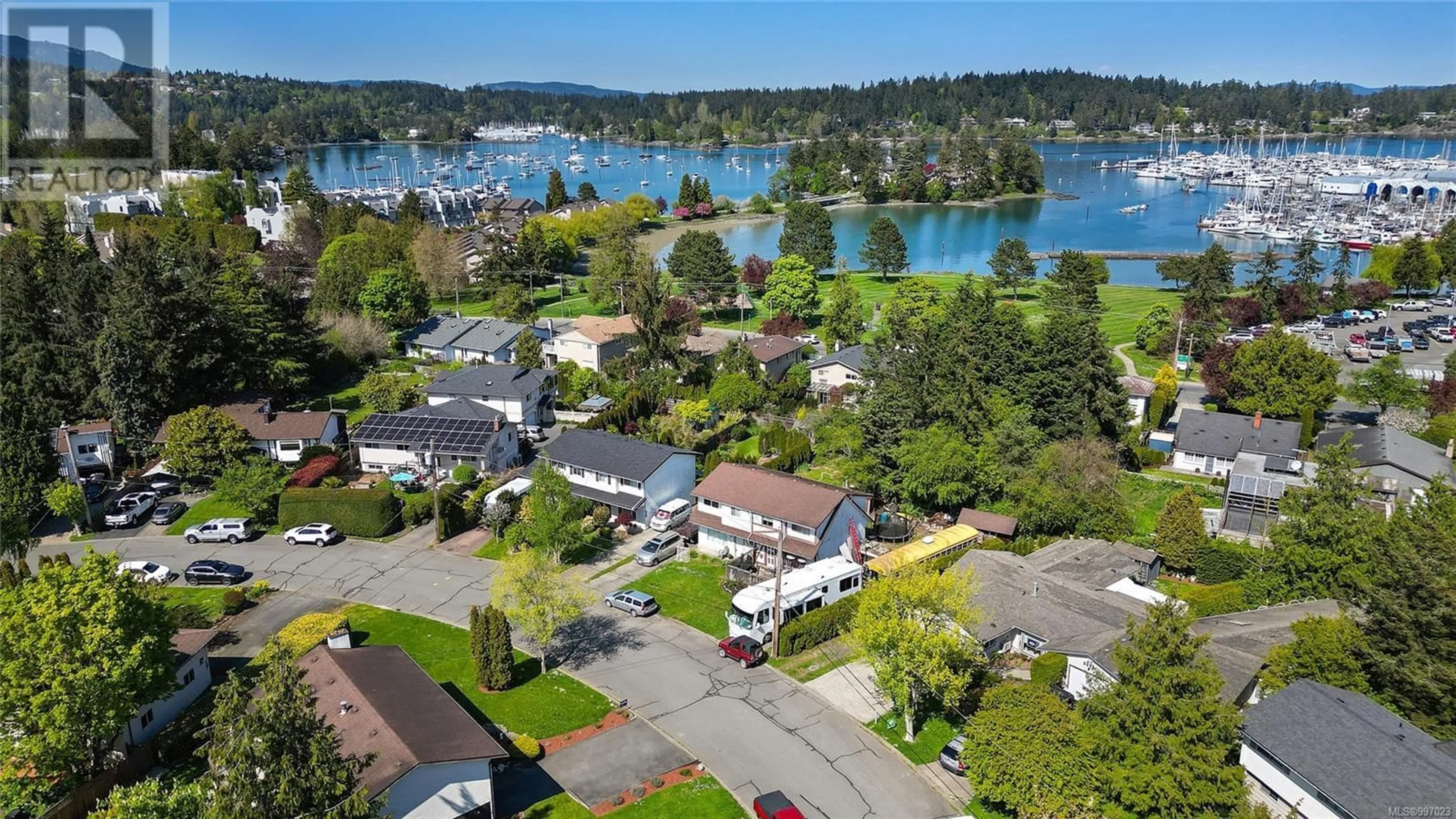 A pic from outside/outdoor area/front of a property/back of a property/a pic from drone, water/lake/river/ocean view for A - 2043 COURSER DRIVE, Sidney British Columbia V8L2N5