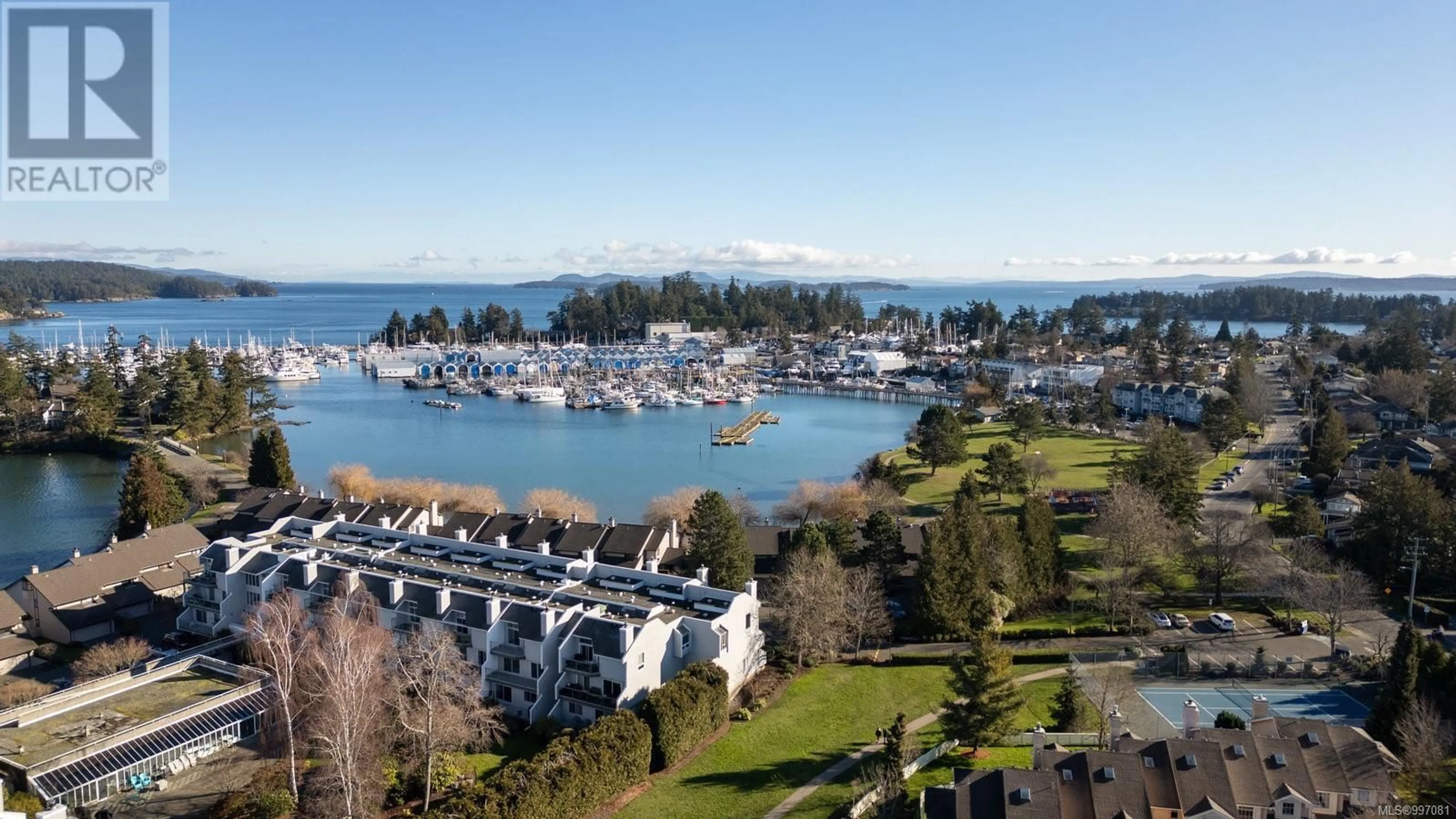 A pic from outside/outdoor area/front of a property/back of a property/a pic from drone, water/lake/river/ocean view for 312 - 10459 RESTHAVEN DRIVE, Sidney British Columbia V8L3H6