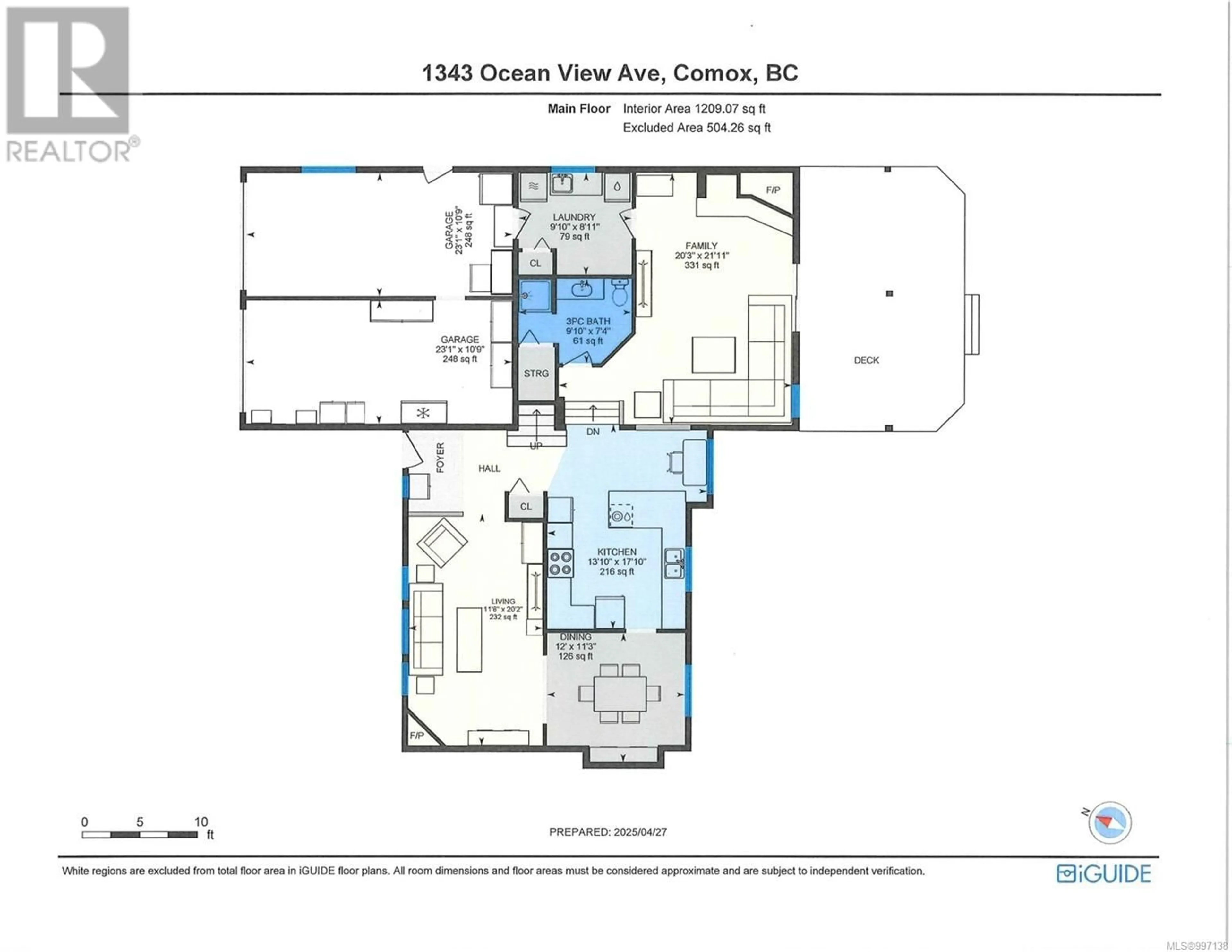 Floor plan for 1343 OCEAN VIEW AVENUE, Comox British Columbia V9M3R2